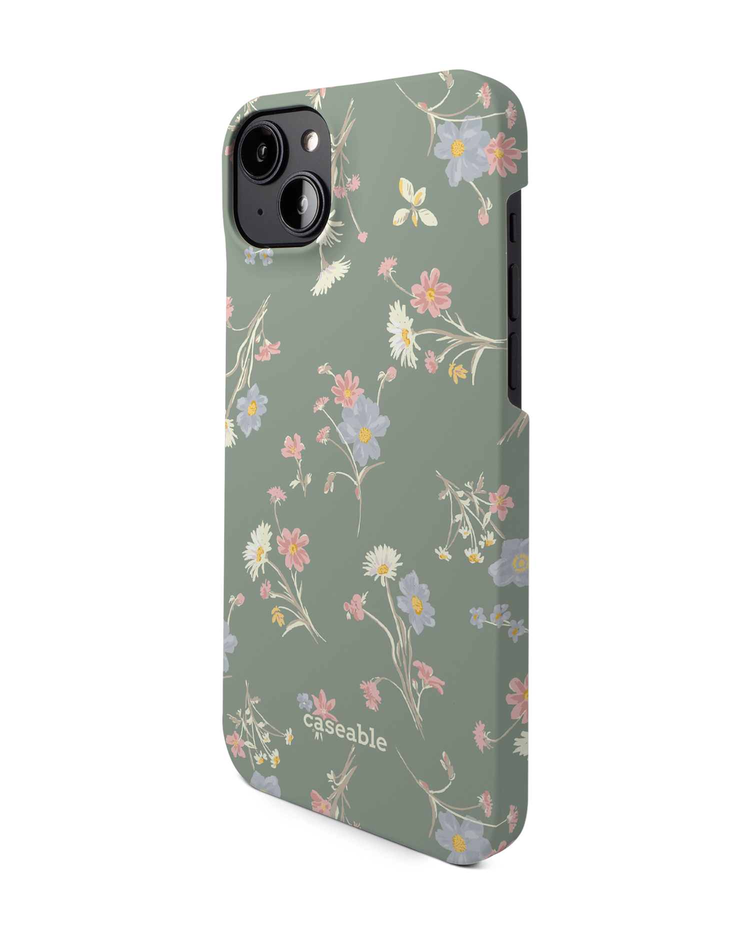 Wild Flower Sprigs Hard Shell Phone Case for Apple iPhone 14 Plus: View from the right side