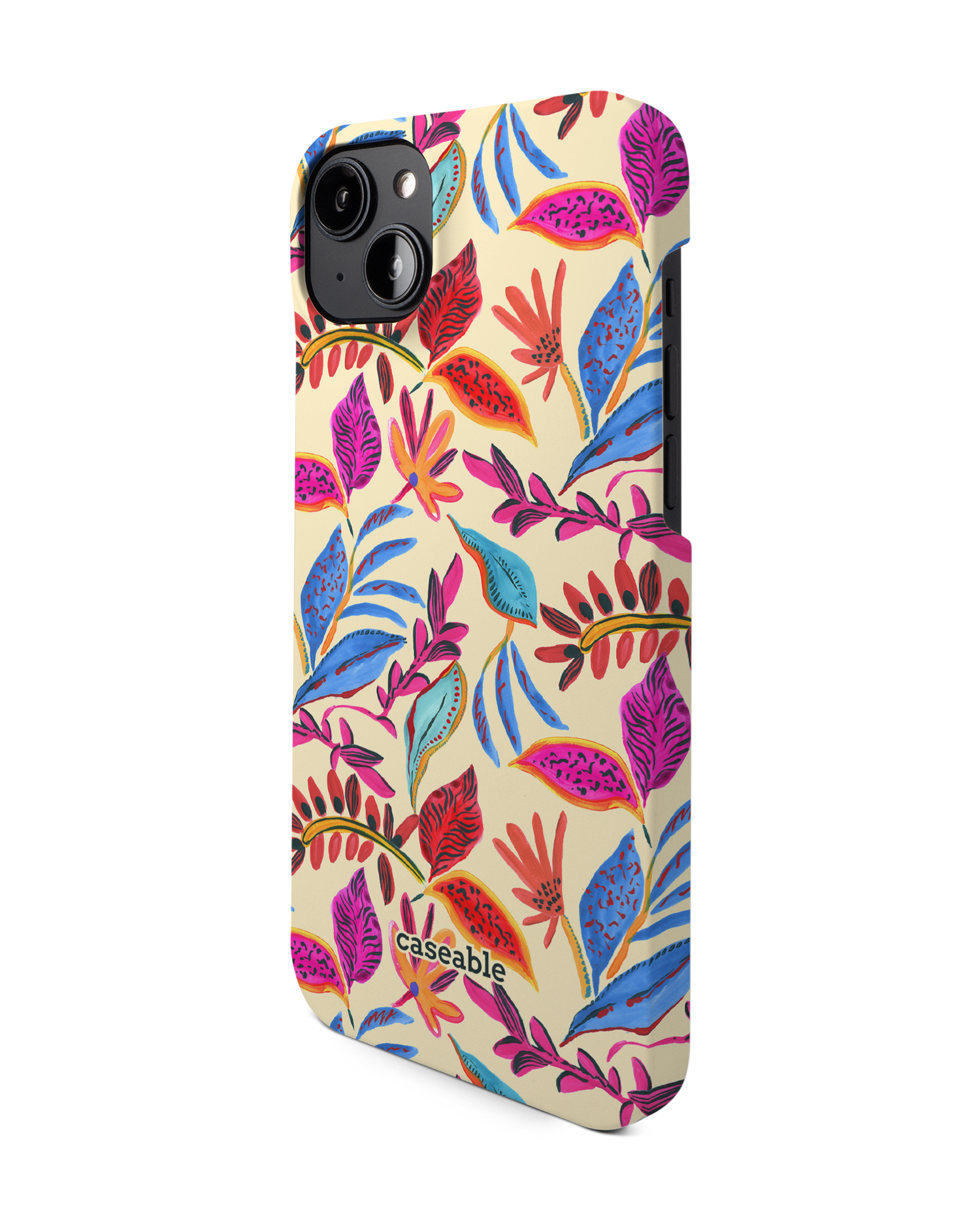 Painterly Spring Leaves Hard Shell Phone Case for Apple iPhone 14 Plus: View from the right side