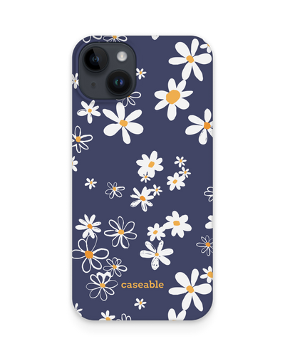 Navy Daisies Hard Shell Phone Case for Apple iPhone 15 Plus