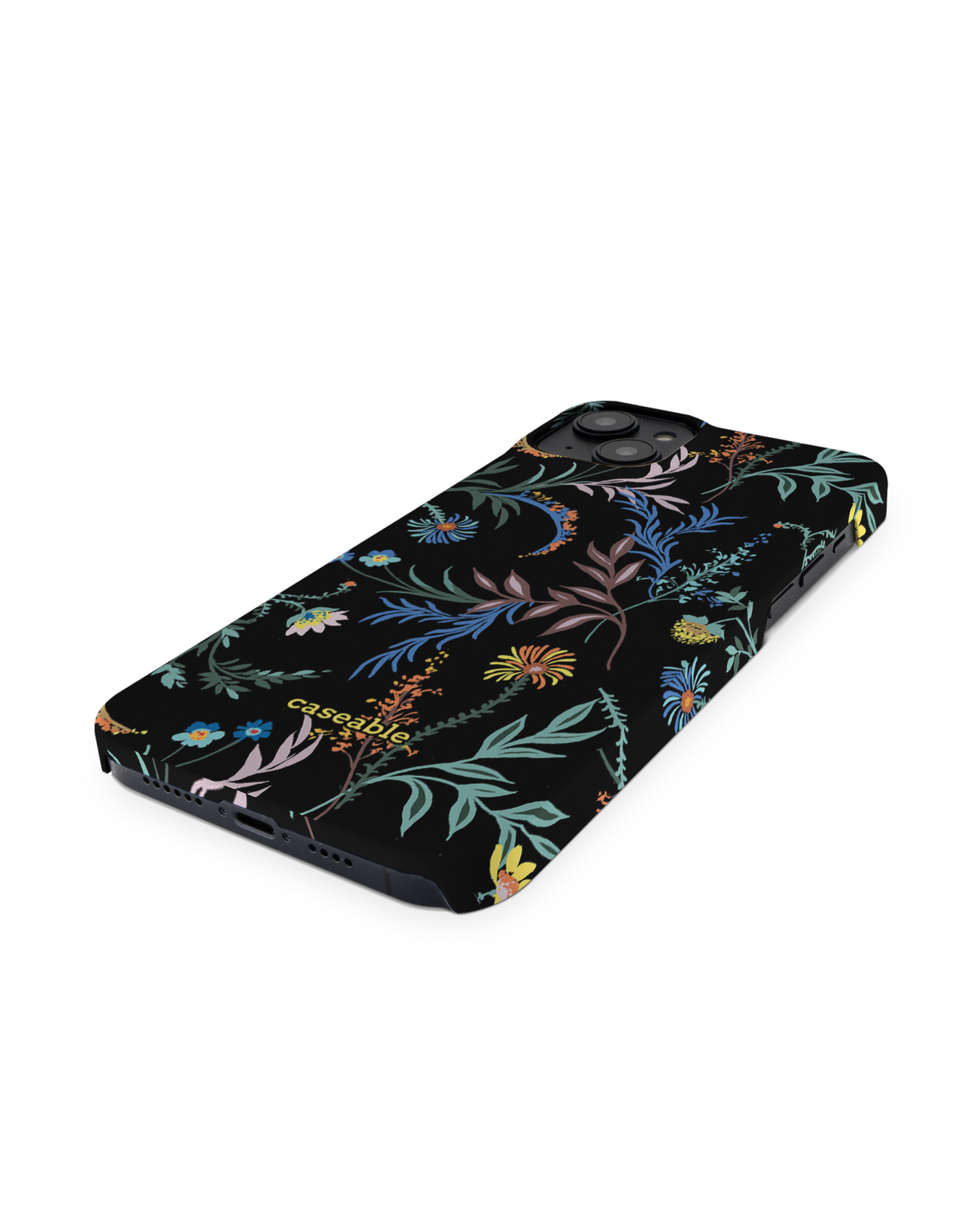 Woodland Spring Floral Hard Shell Phone Case for Apple iPhone 14 Plus: Perspective view