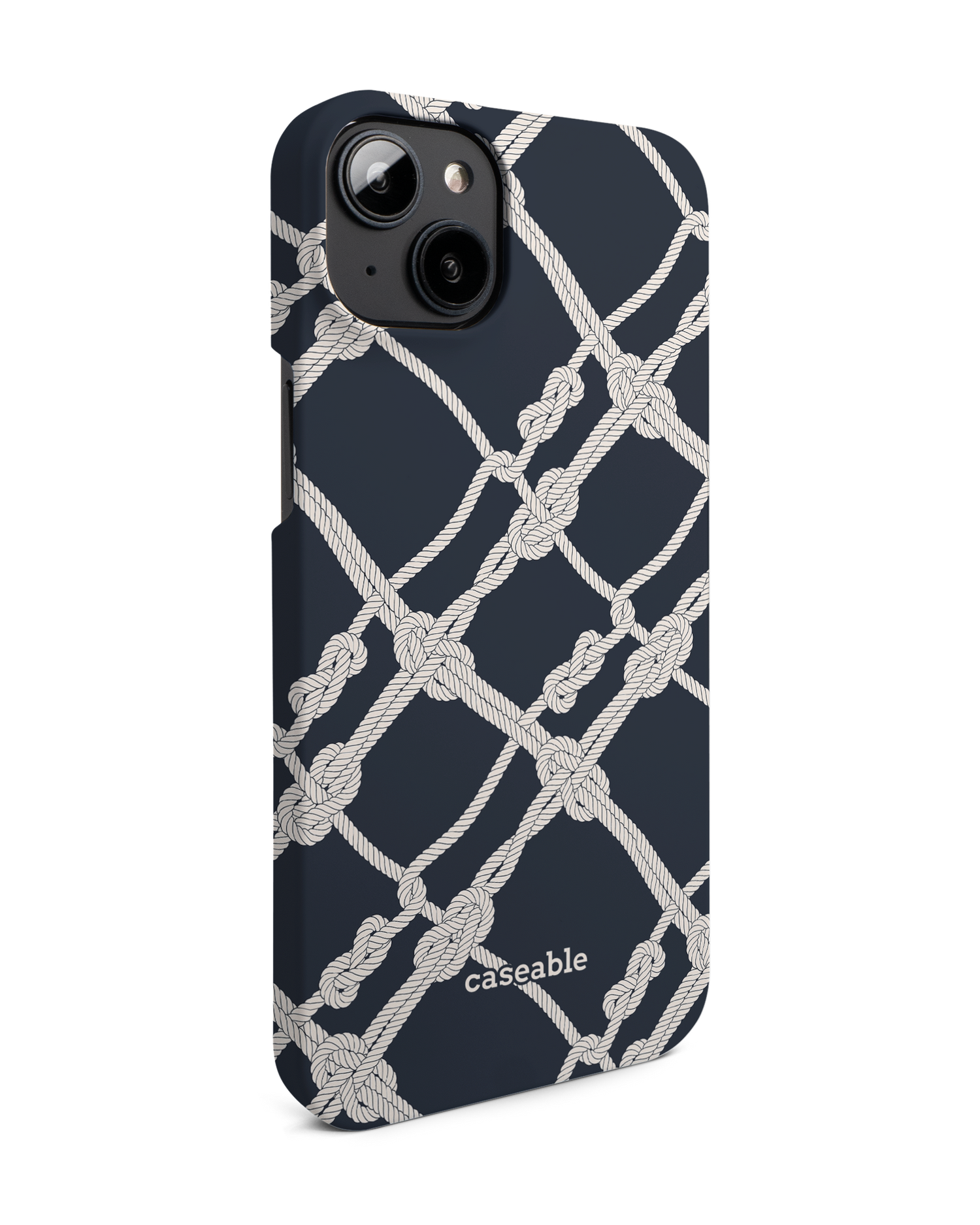 Nautical Knots Hard Shell Phone Case for Apple iPhone 14 Plus: View from the left side