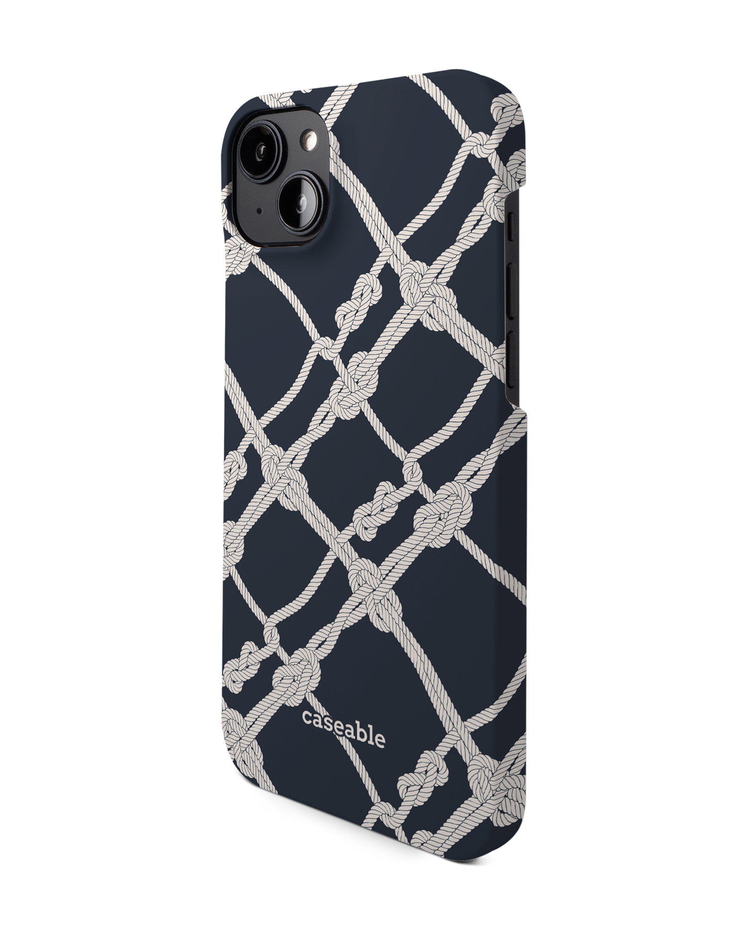 Nautical Knots Hard Shell Phone Case for Apple iPhone 14 Plus: View from the right side