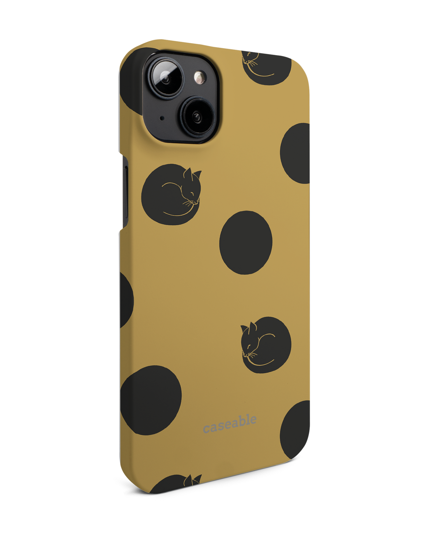 Polka Cats Hard Shell Phone Case for Apple iPhone 14 Plus: View from the left side
