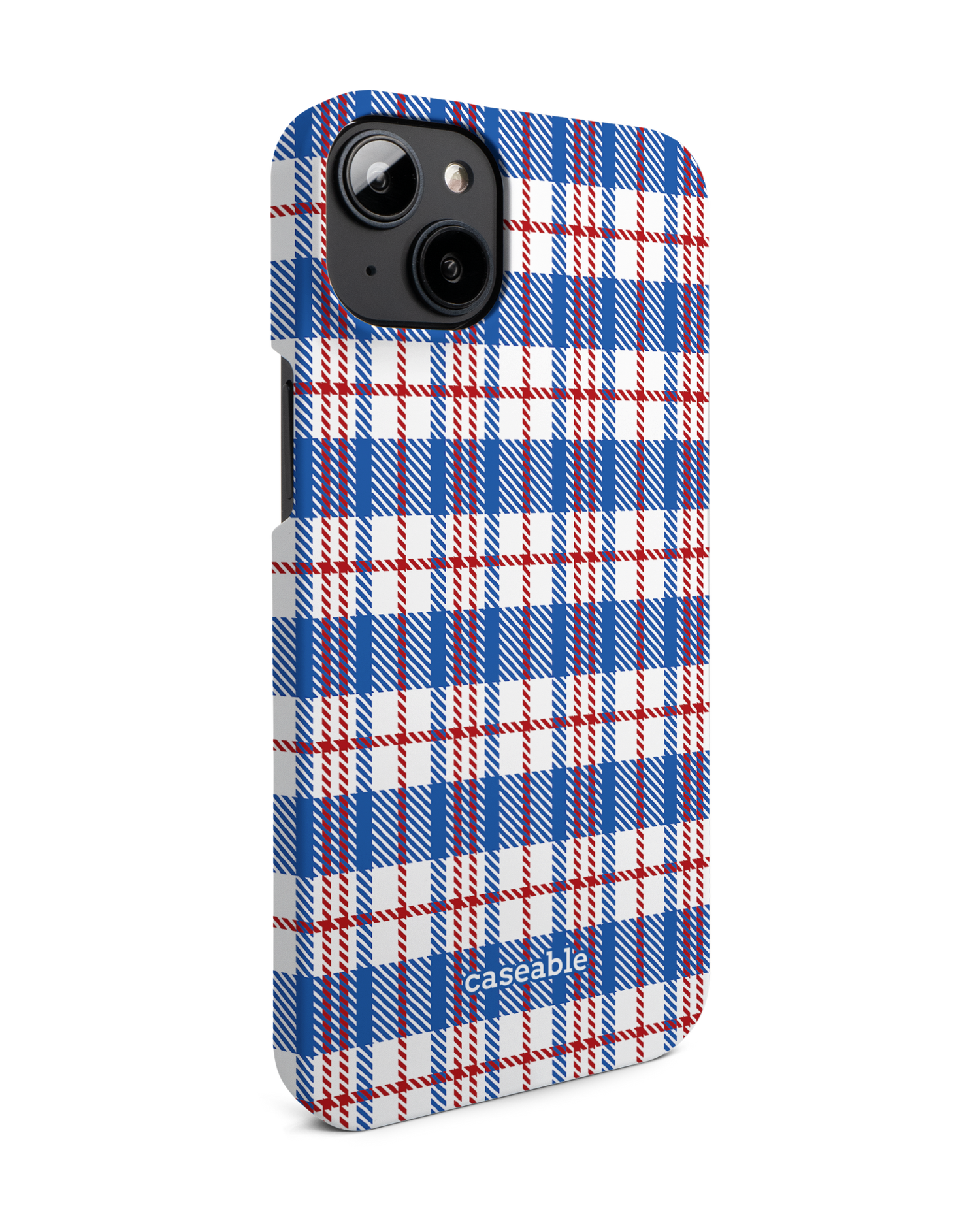 Plaid Market Bag Hard Shell Phone Case for Apple iPhone 14 Plus: View from the left side
