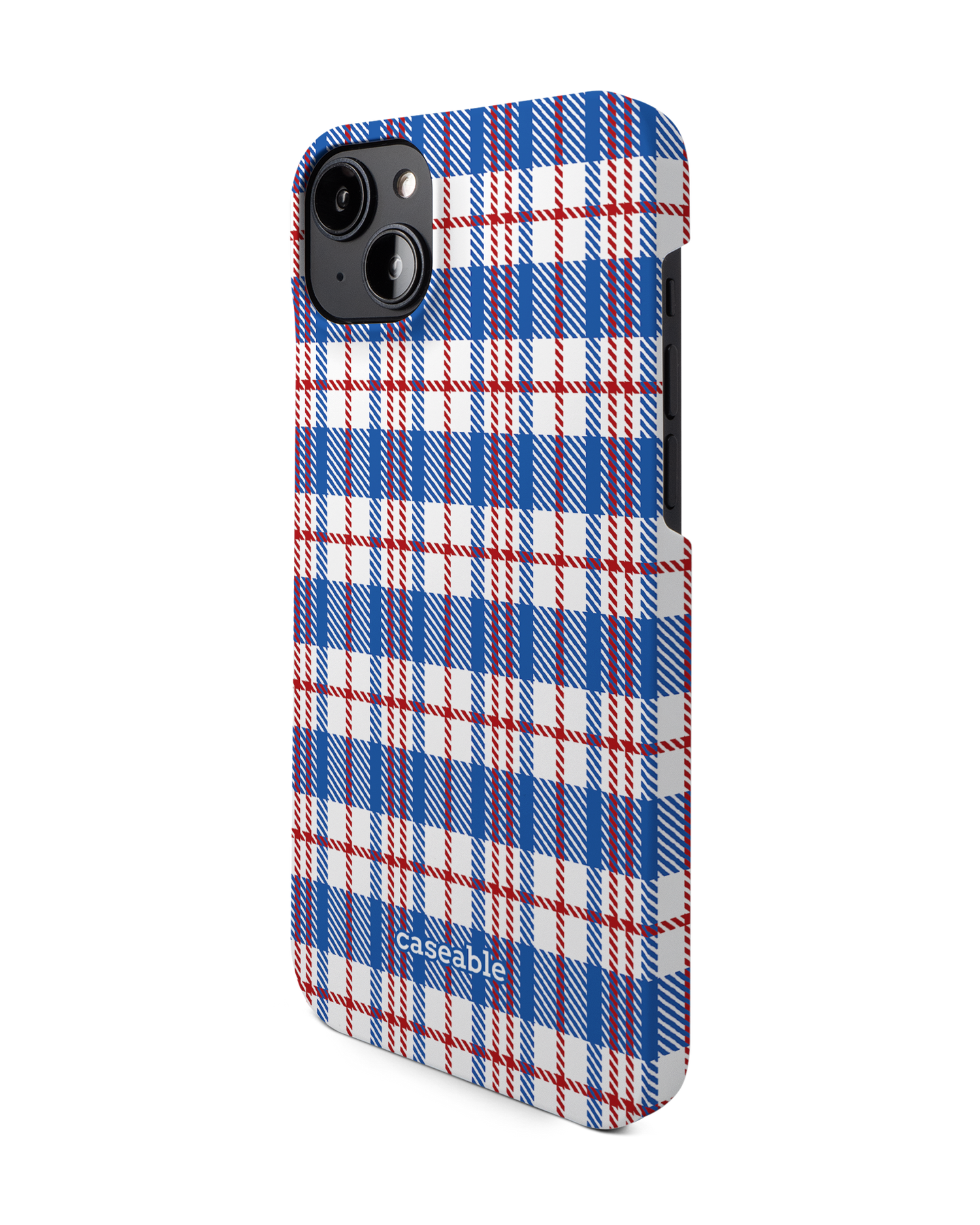 Plaid Market Bag Hard Shell Phone Case for Apple iPhone 14 Plus: View from the right side