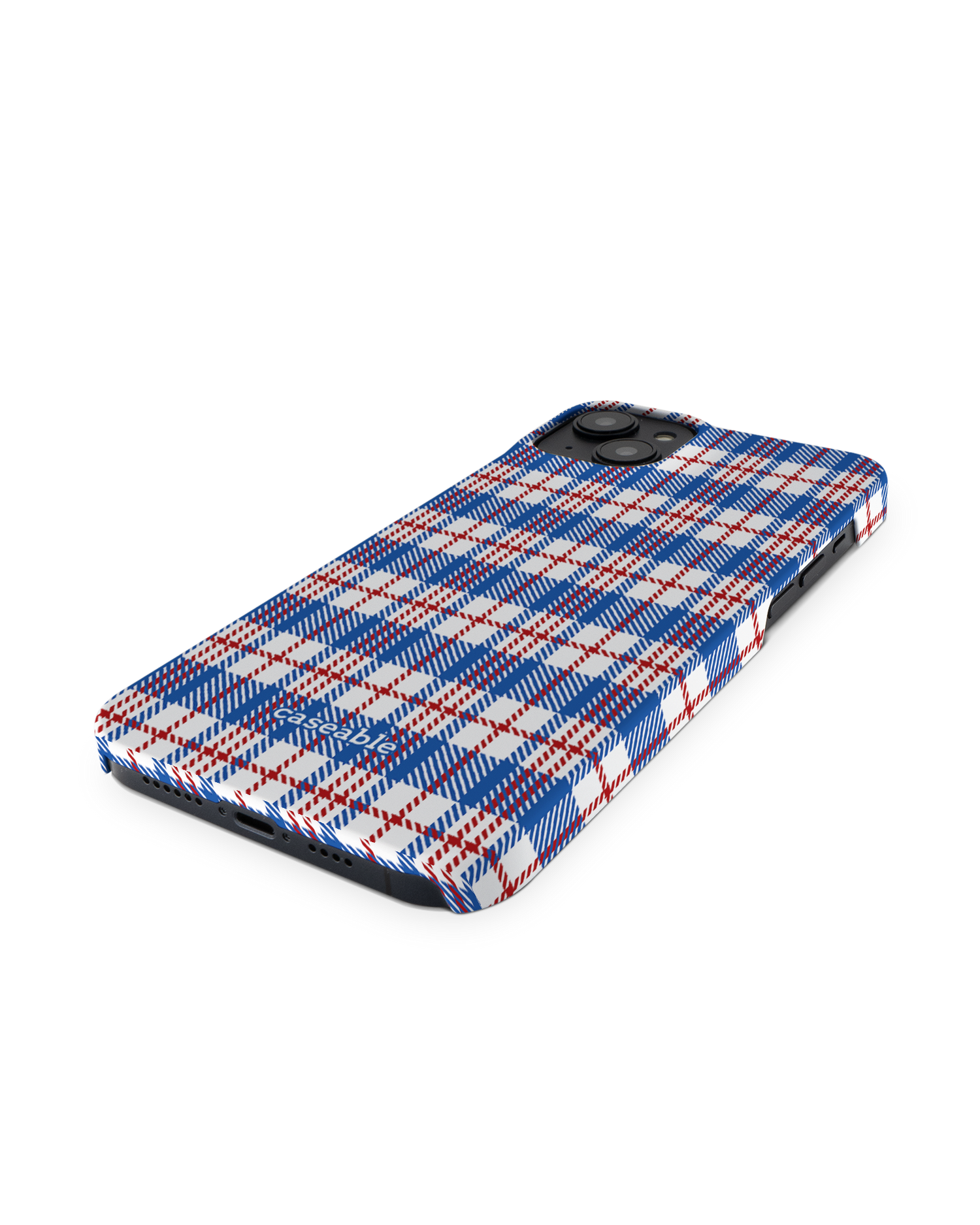 Plaid Market Bag Hard Shell Phone Case for Apple iPhone 14 Plus: Perspective view