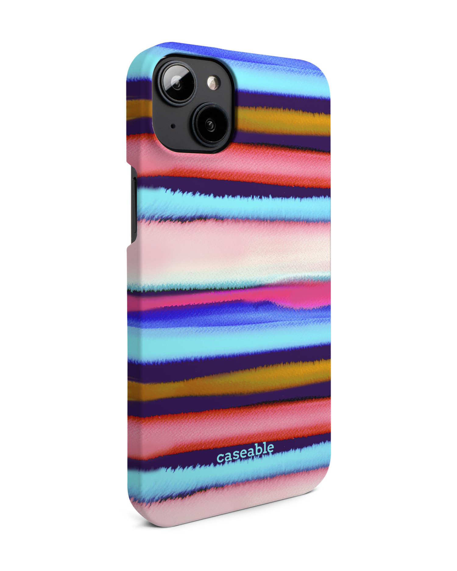 Watercolor Stripes Hard Shell Phone Case for Apple iPhone 14 Plus: View from the left side