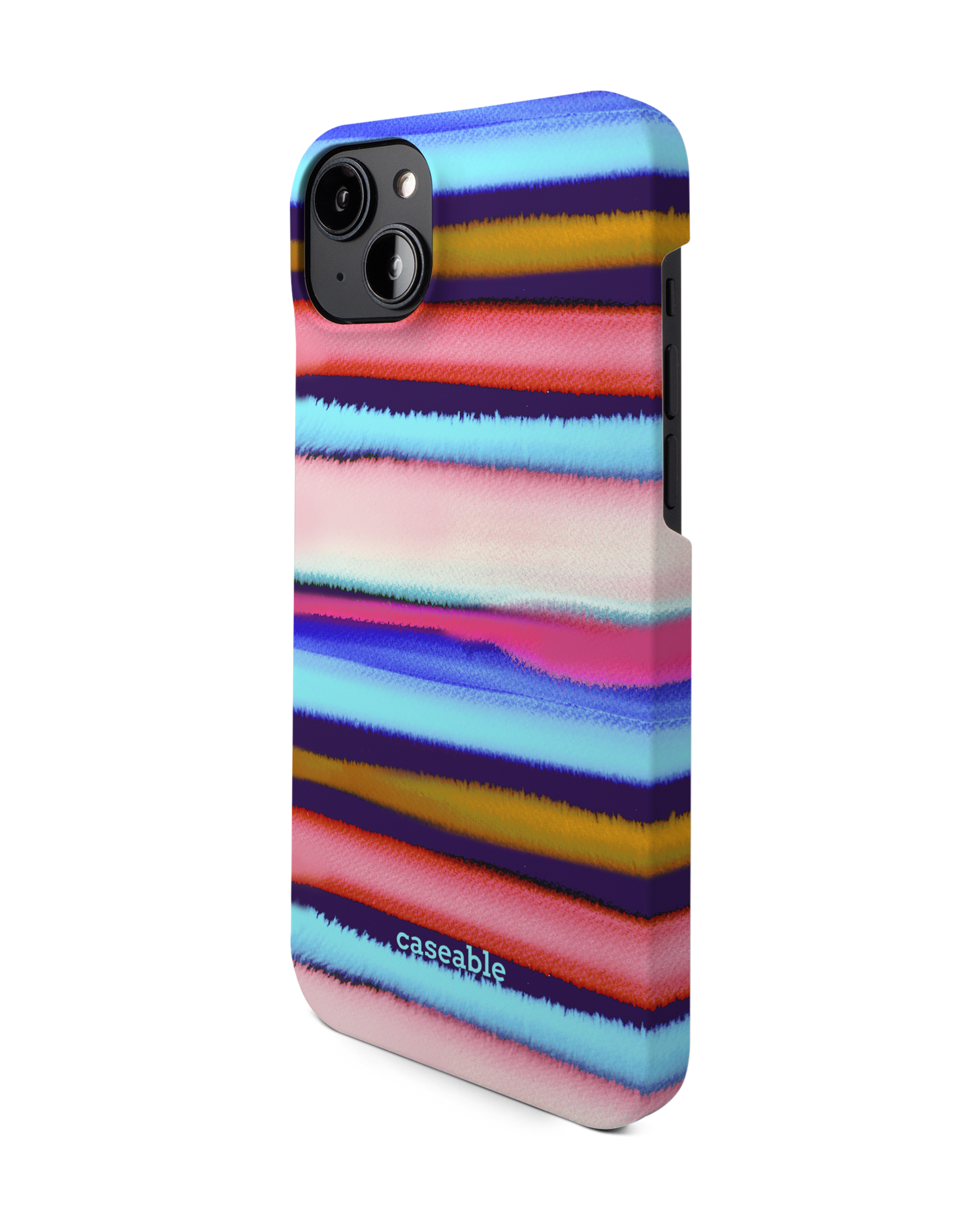 Watercolor Stripes Hard Shell Phone Case for Apple iPhone 14 Plus: View from the right side