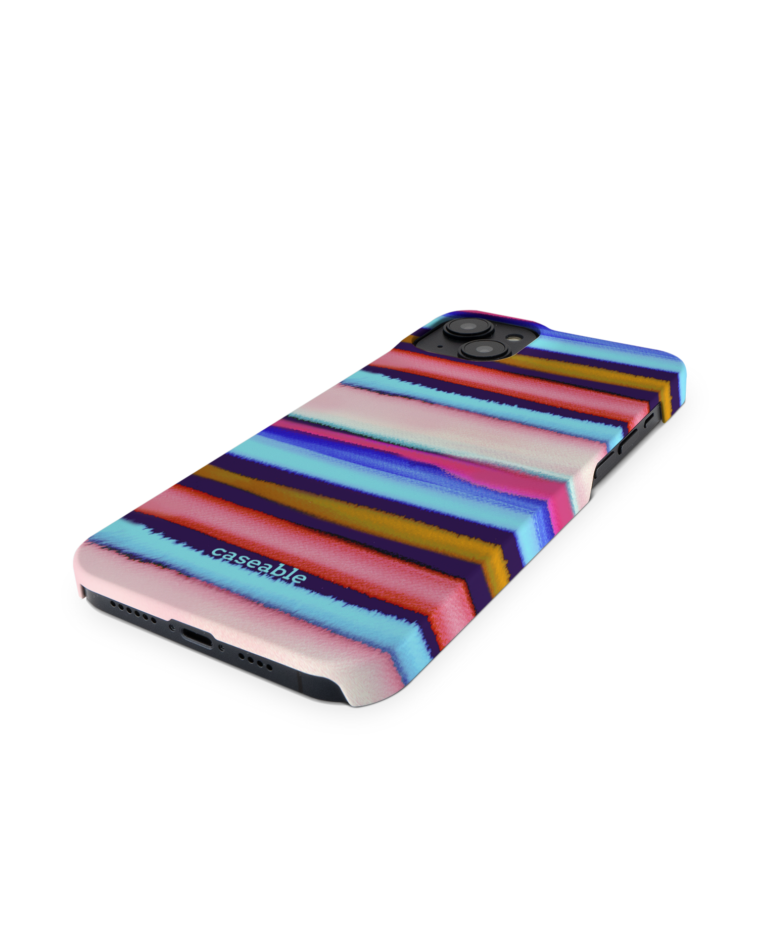 Watercolor Stripes Hard Shell Phone Case for Apple iPhone 14 Plus: Perspective view