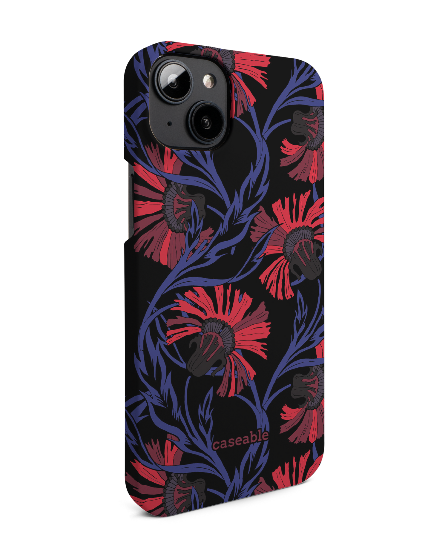 Midnight Floral Hard Shell Phone Case for Apple iPhone 14 Plus: View from the left side