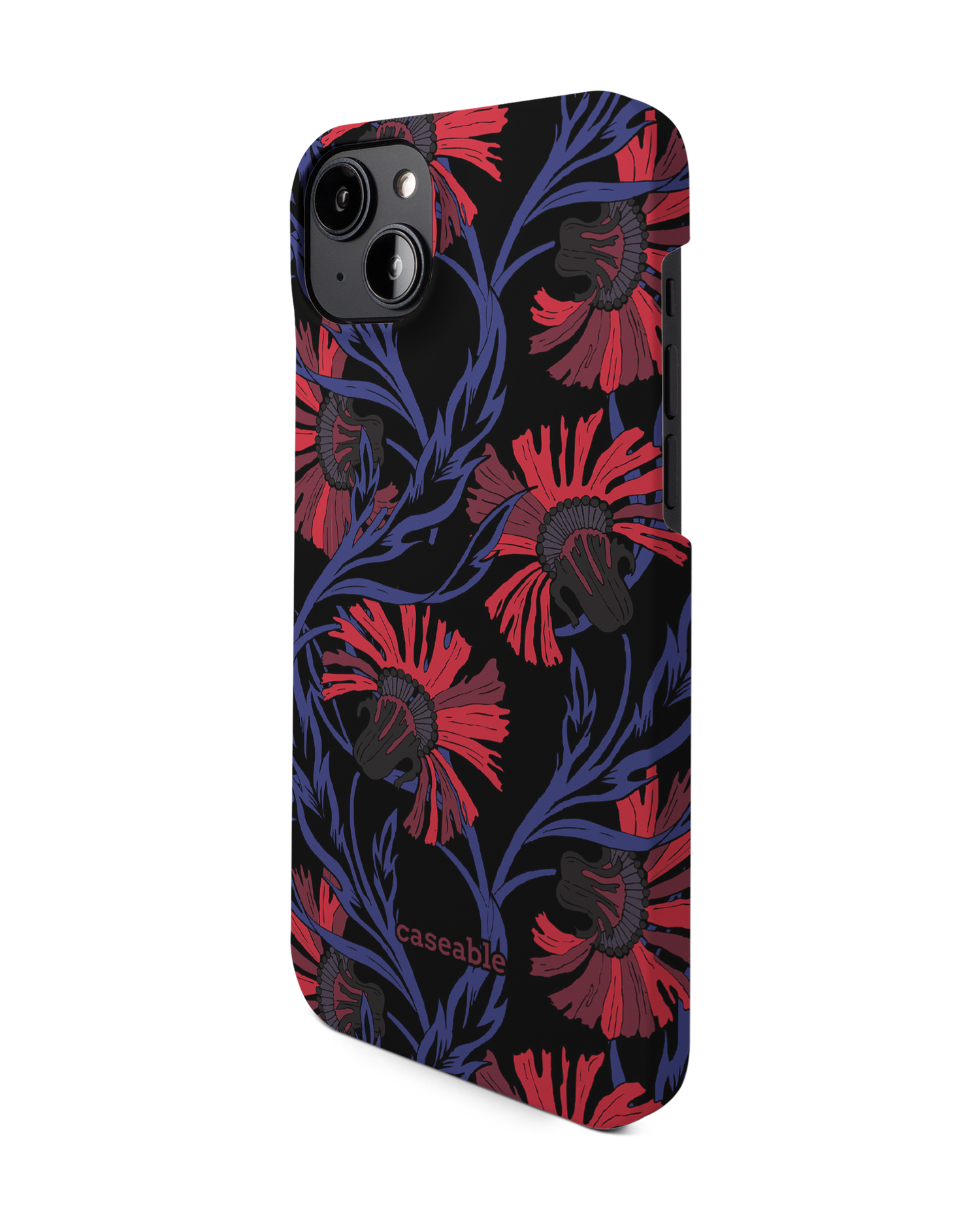Midnight Floral Hard Shell Phone Case for Apple iPhone 14 Plus: View from the right side