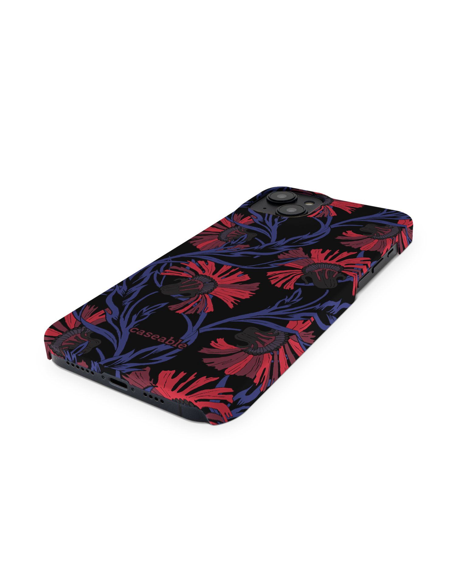 Midnight Floral Hard Shell Phone Case for Apple iPhone 14 Plus: Perspective view
