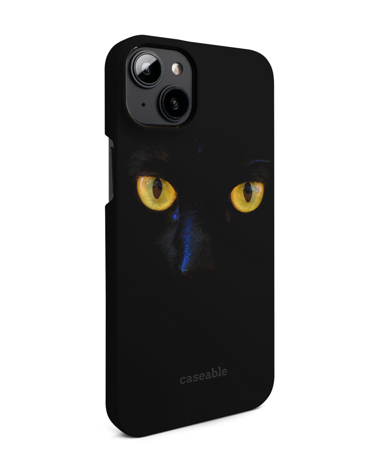 Black Cat Hard Shell Phone Case for Apple iPhone 14 Plus: View from the left side