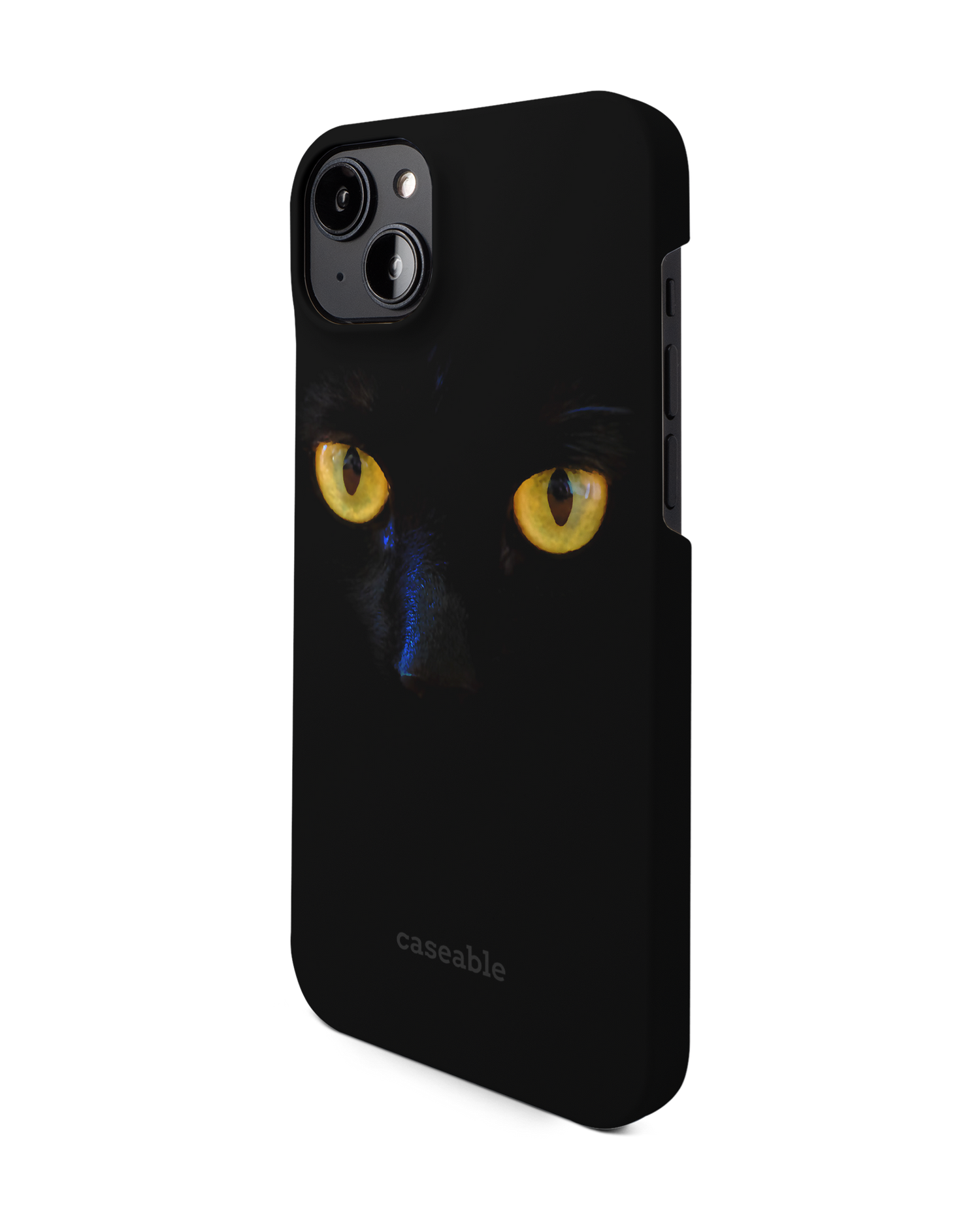 Black Cat Hard Shell Phone Case for Apple iPhone 14 Plus: View from the right side