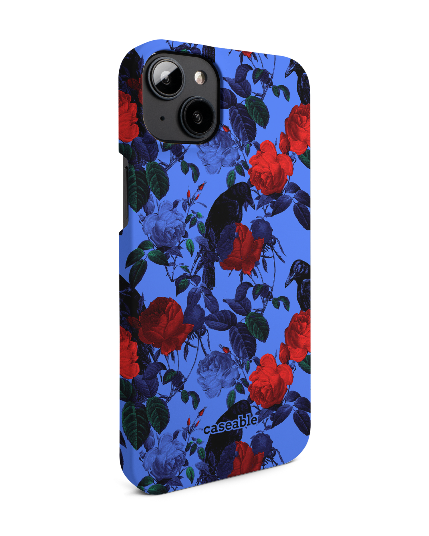 Roses And Ravens Hard Shell Phone Case for Apple iPhone 14 Plus: View from the left side