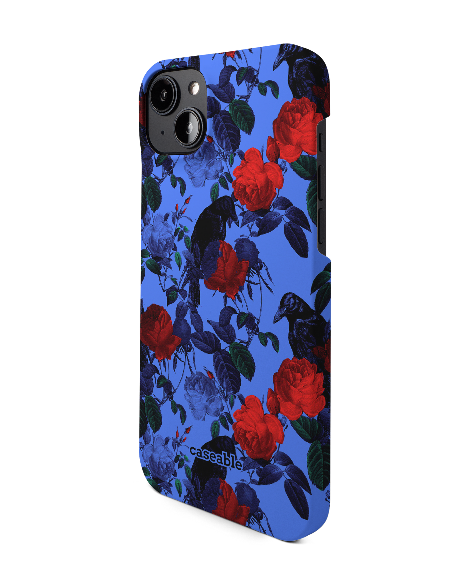 Roses And Ravens Hard Shell Phone Case for Apple iPhone 14 Plus: View from the right side