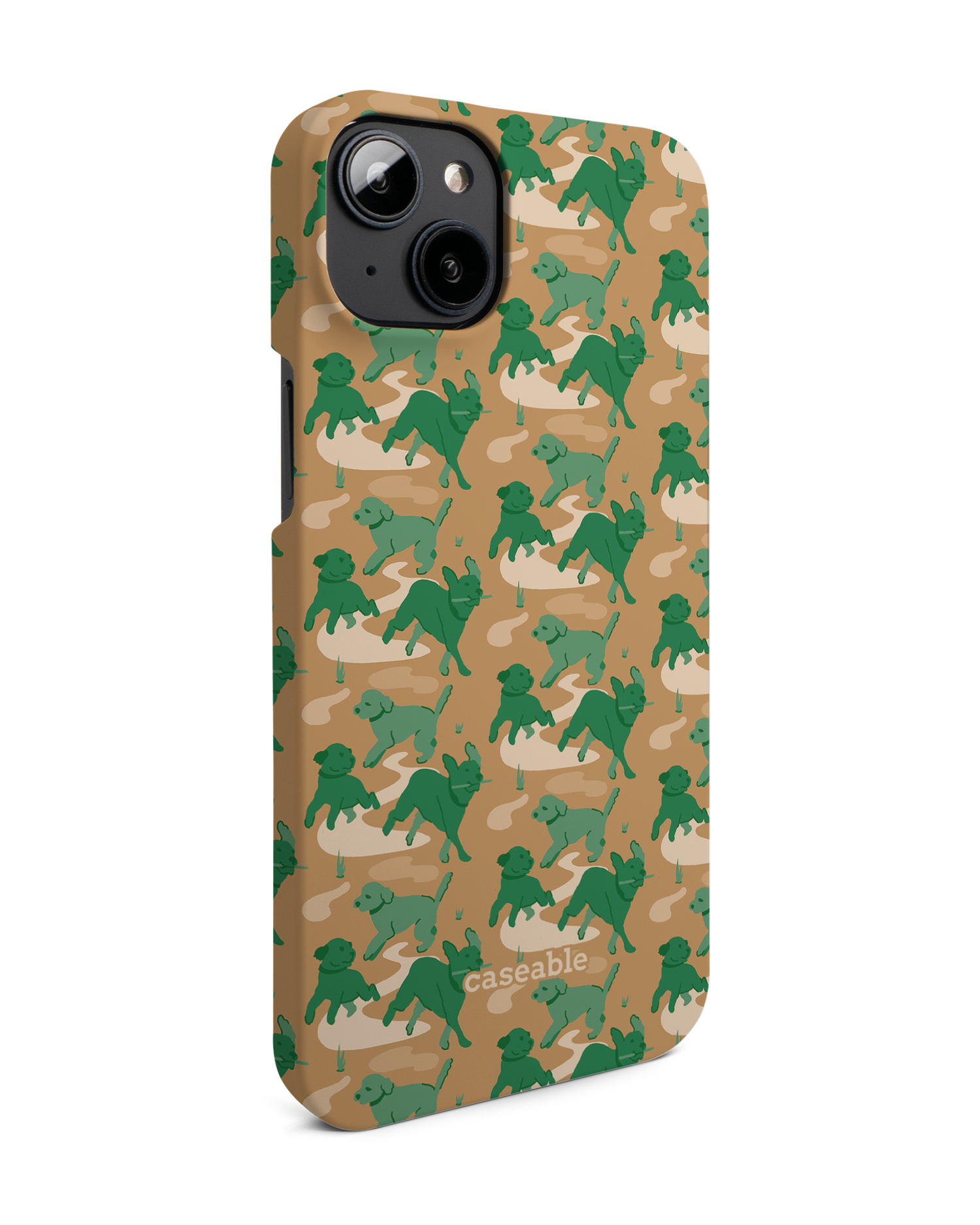 Dog Camo Hard Shell Phone Case for Apple iPhone 14 Plus: View from the left side