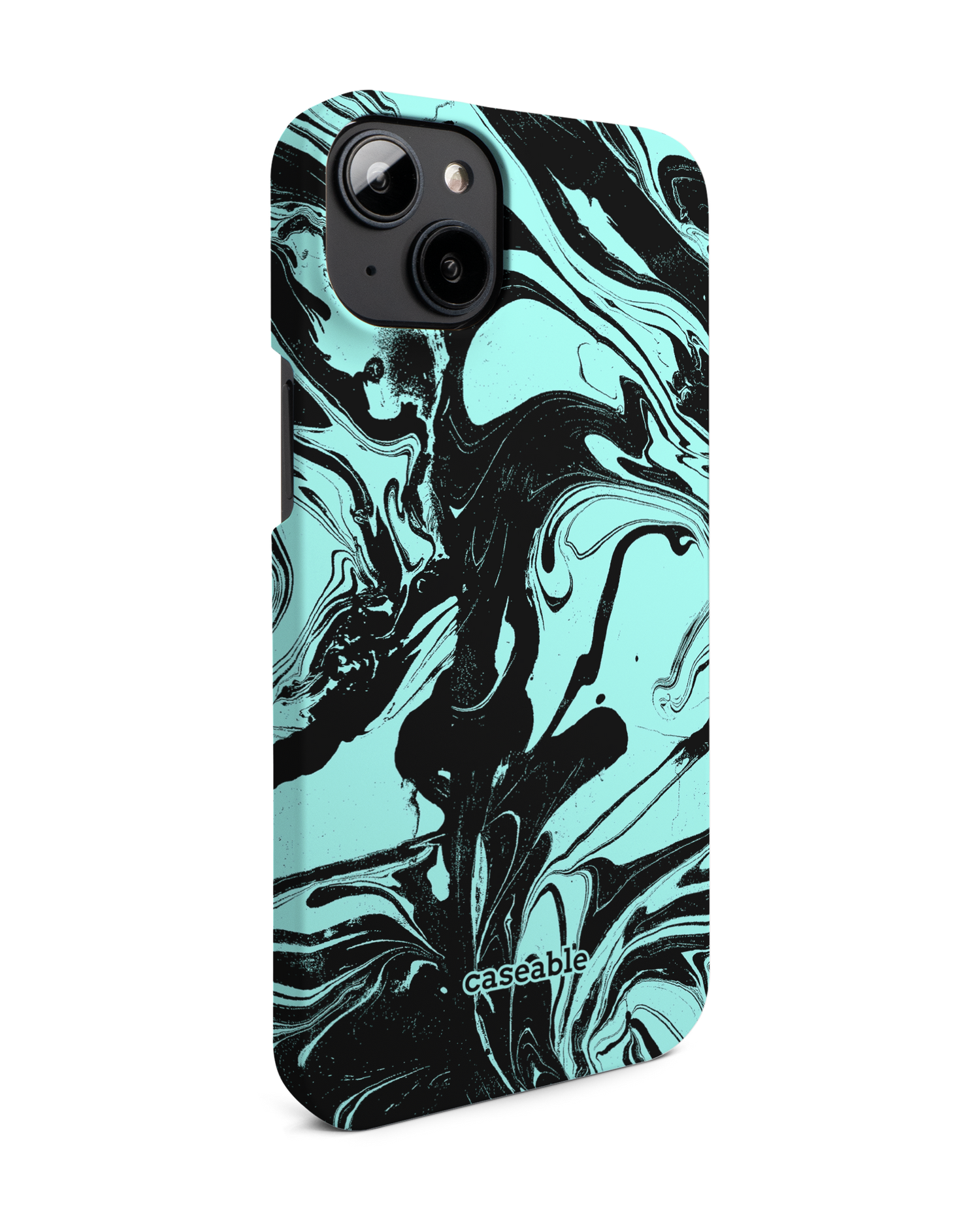 Mint Swirl Hard Shell Phone Case for Apple iPhone 14 Plus: View from the left side