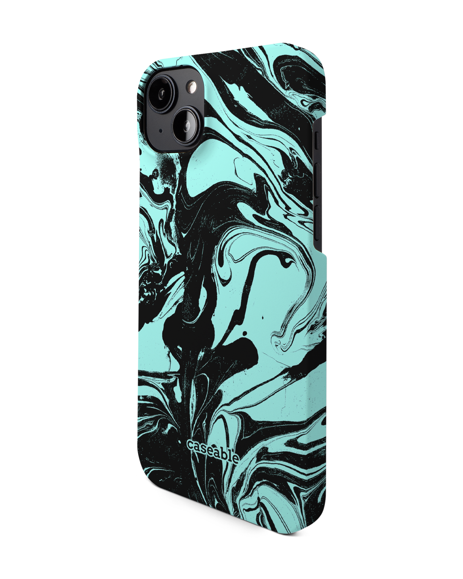 Mint Swirl Hard Shell Phone Case for Apple iPhone 14 Plus: View from the right side