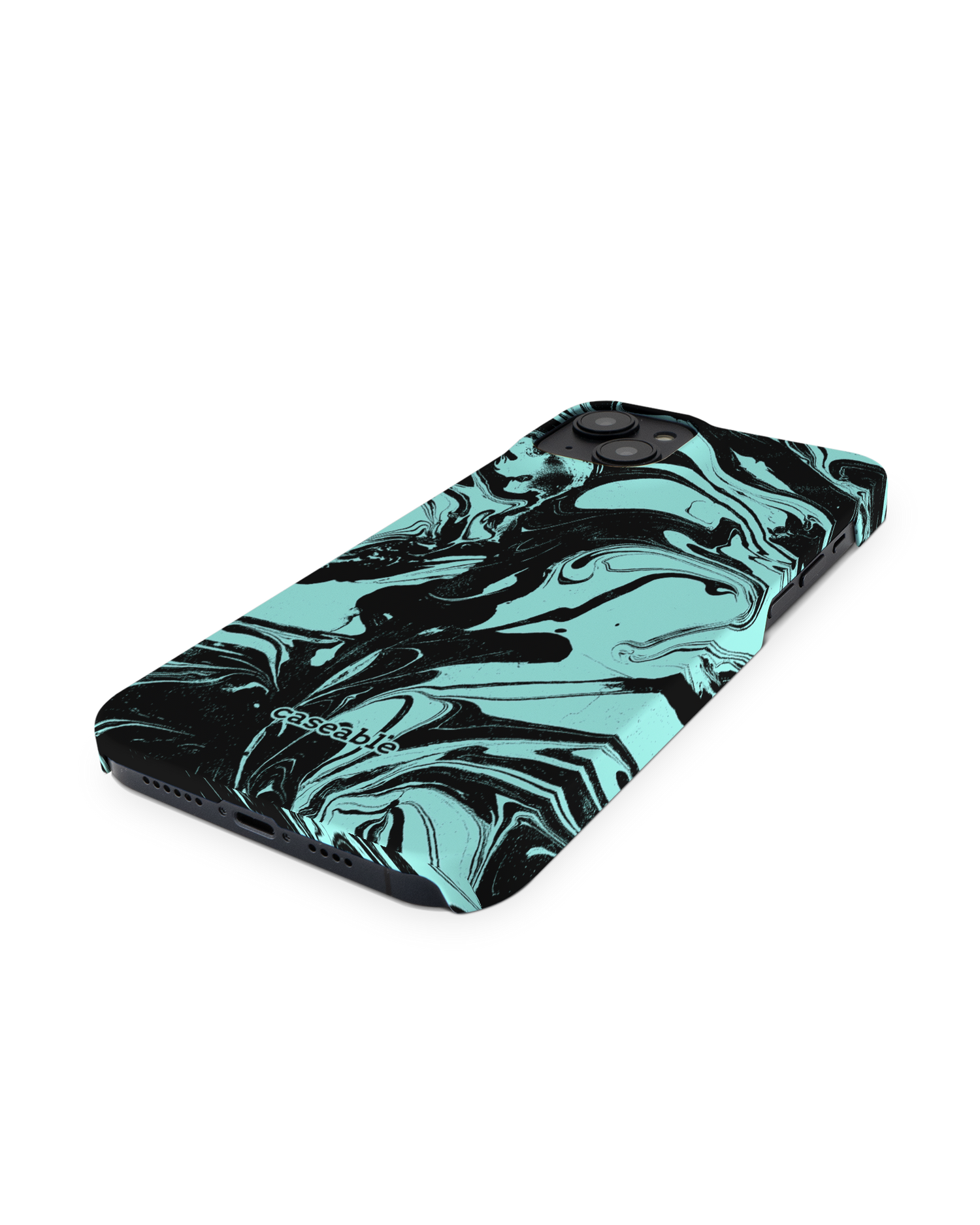 Mint Swirl Hard Shell Phone Case for Apple iPhone 14 Plus: Perspective view