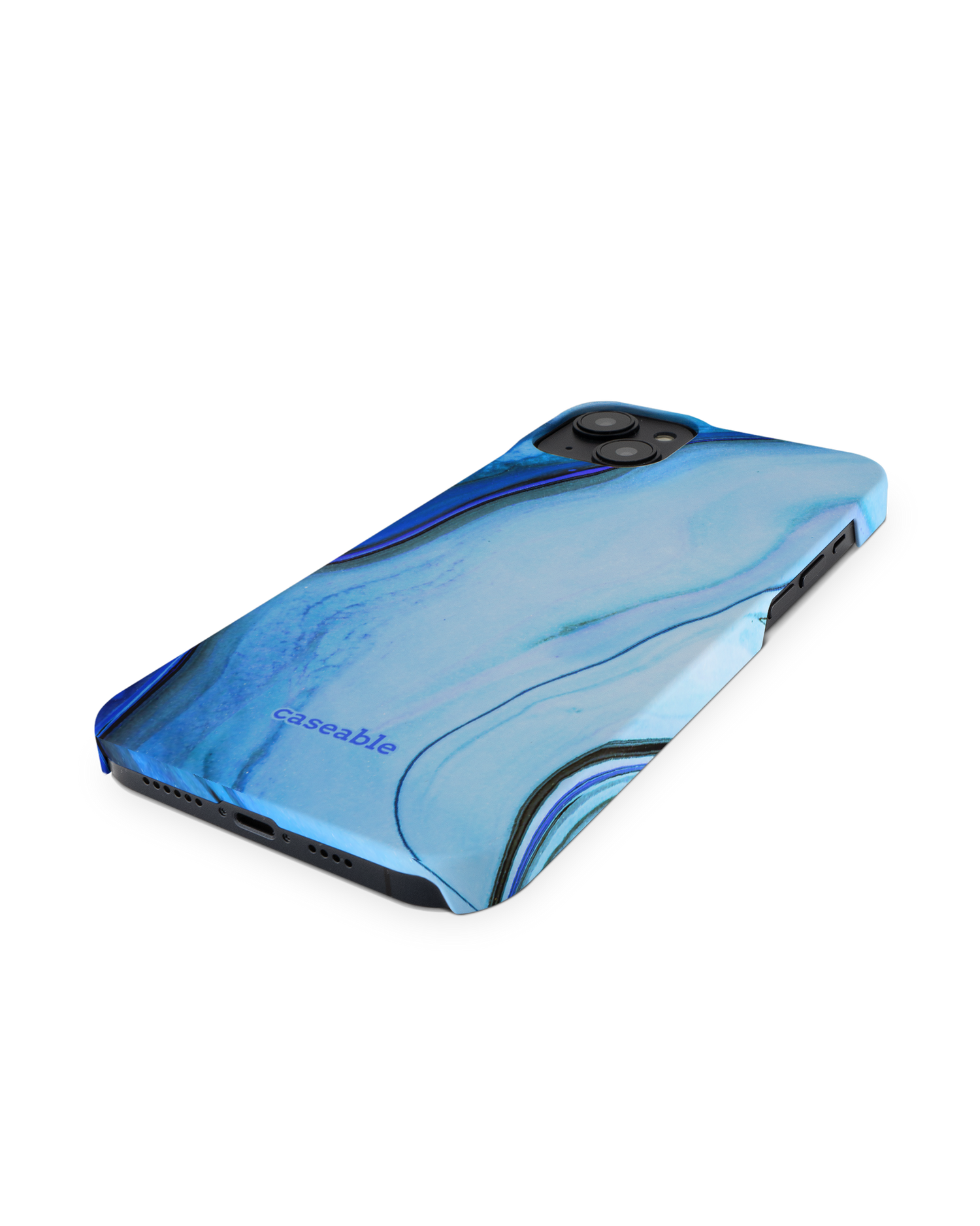 Cool Blues Hard Shell Phone Case for Apple iPhone 14 Plus: Perspective view