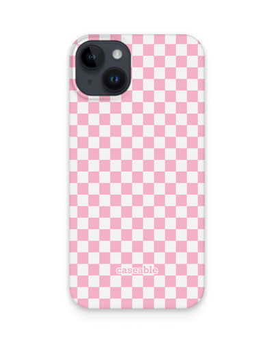 Pink Checkerboard Hard Shell Phone Case for Apple iPhone 15 Plus