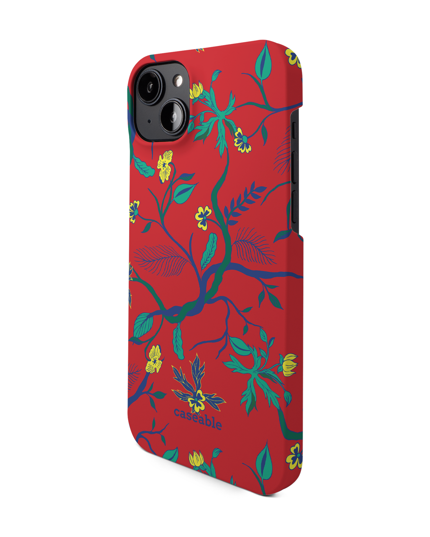 Ultra Red Floral Hard Shell Phone Case for Apple iPhone 14 Plus: View from the right side