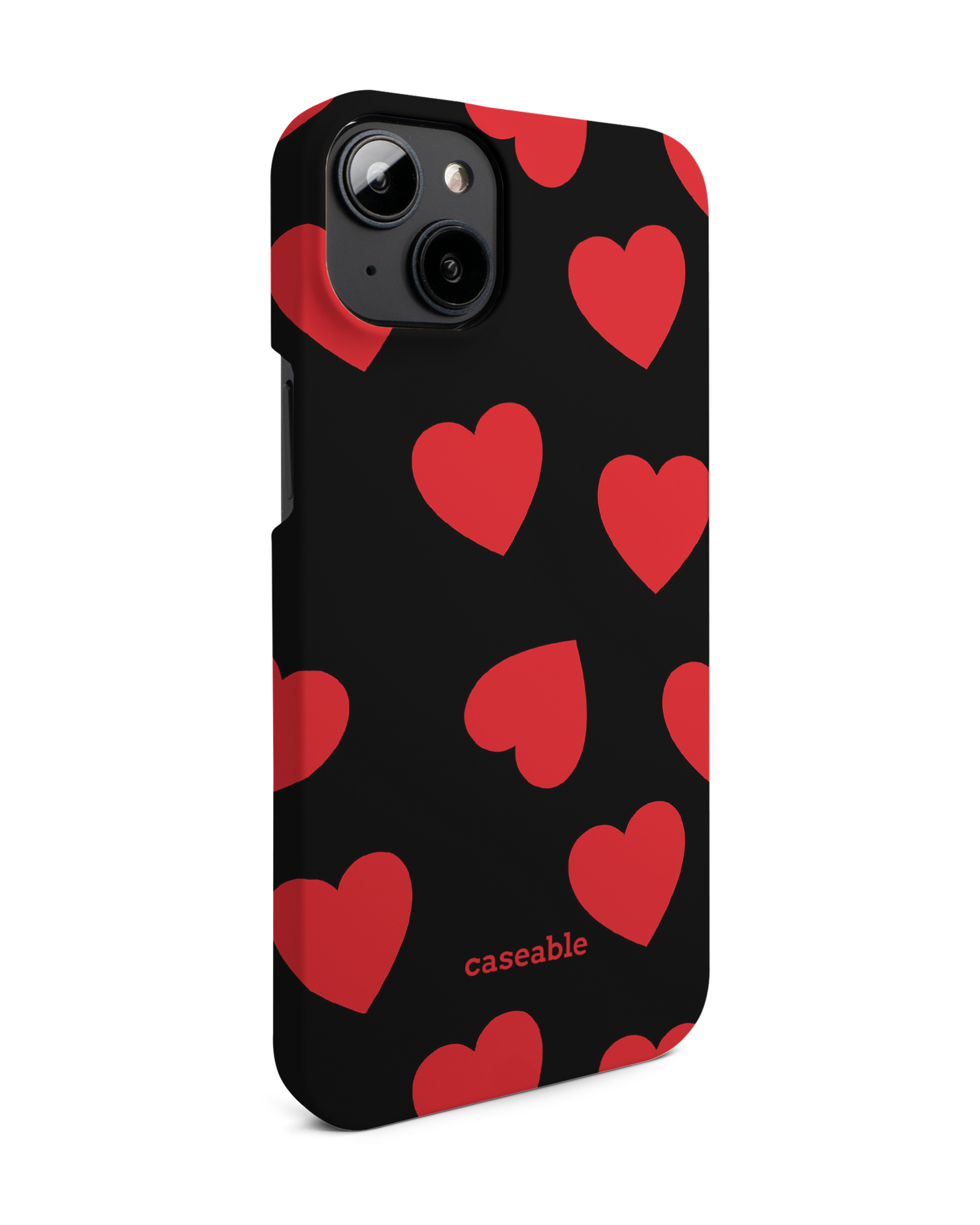 Repeating Hearts Hard Shell Phone Case for Apple iPhone 14 Plus: View from the left side