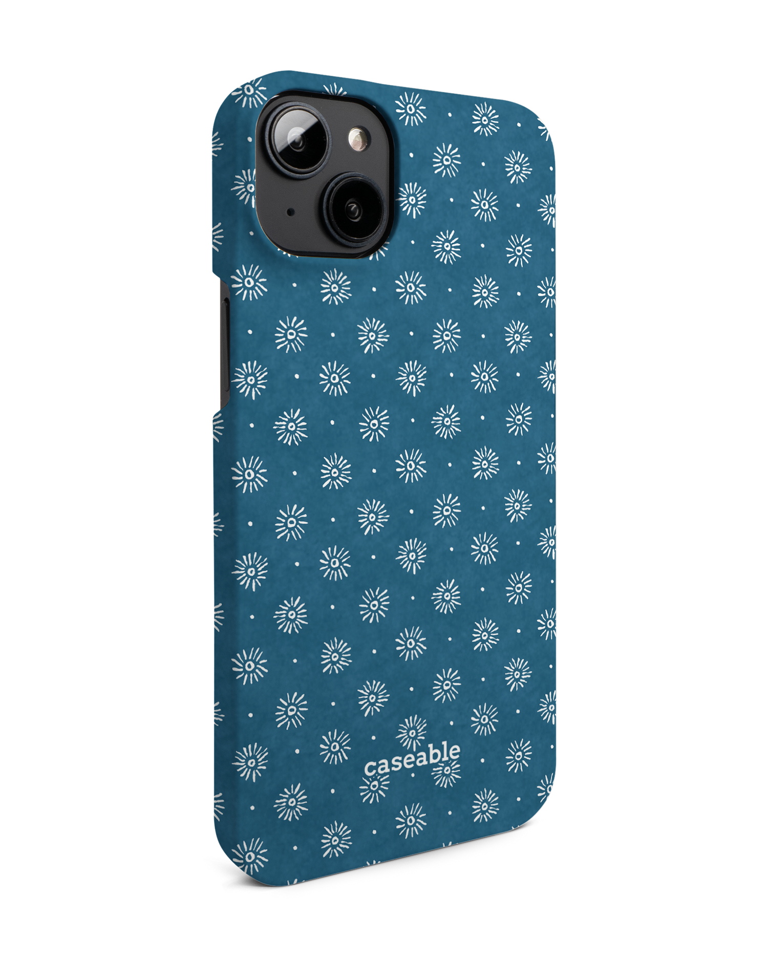 Indigo Sun Pattern Hard Shell Phone Case for Apple iPhone 14 Plus: View from the left side