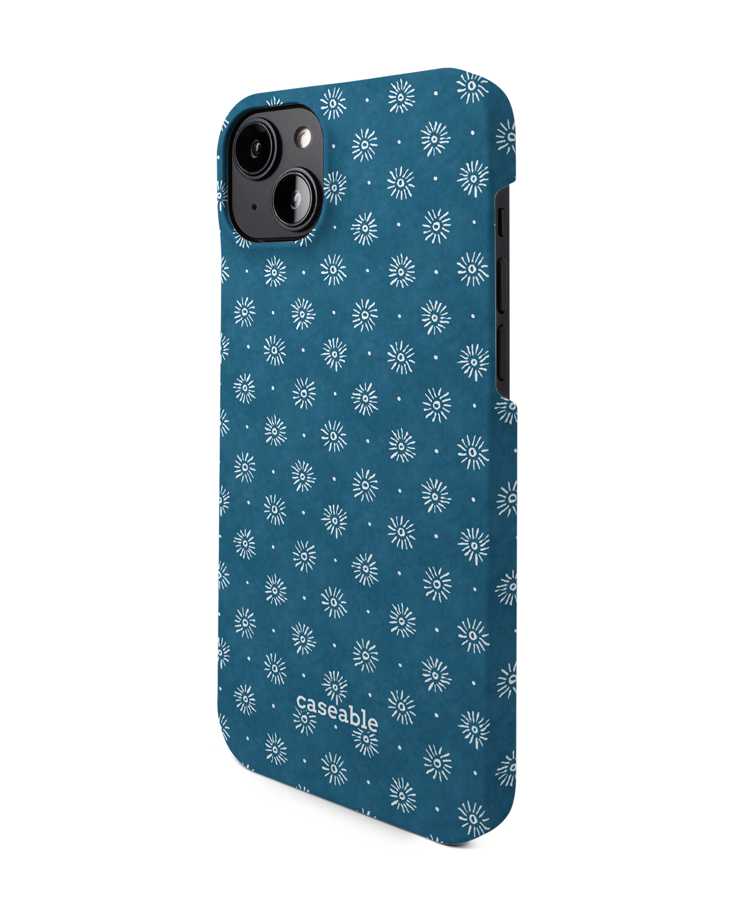 Indigo Sun Pattern Hard Shell Phone Case for Apple iPhone 14 Plus: View from the right side