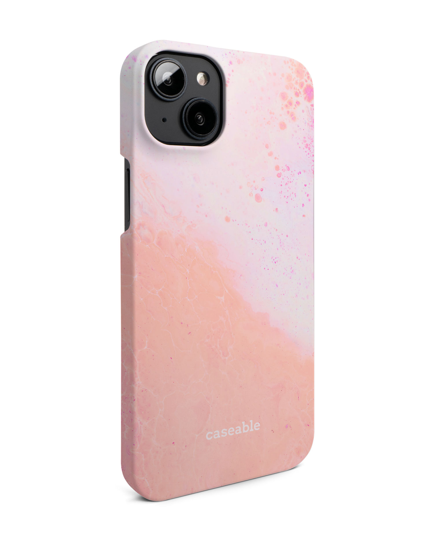 Peaches & Cream Marble Hard Shell Phone Case for Apple iPhone 14 Plus: View from the left side