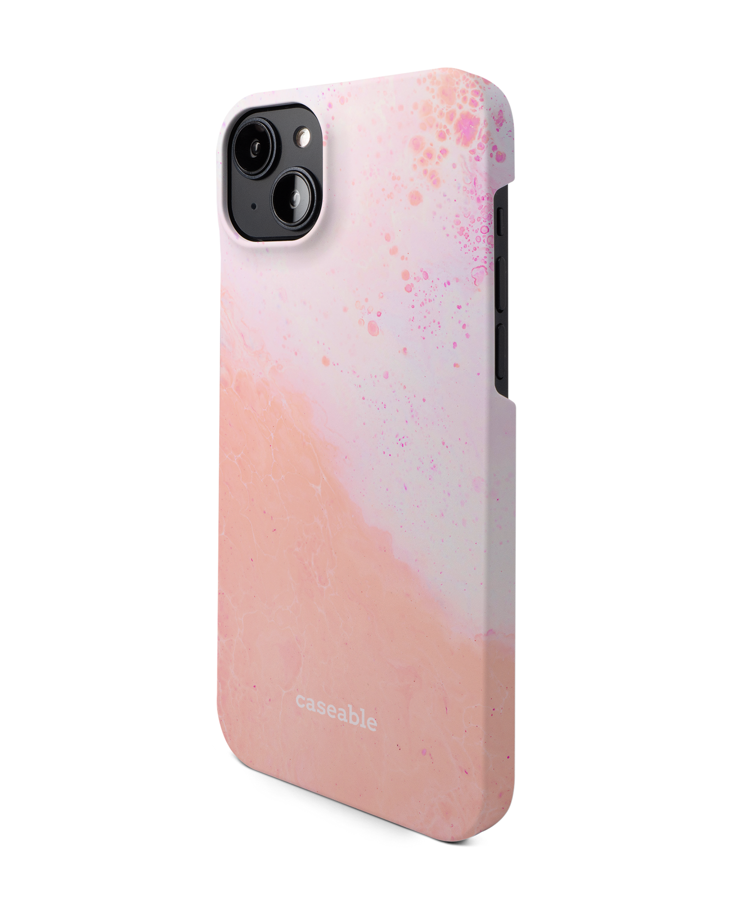 Peaches & Cream Marble Hard Shell Phone Case for Apple iPhone 14 Plus: View from the right side