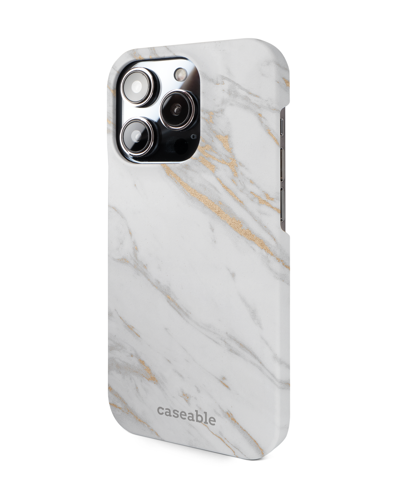 Gold Marble Elegance Hard Shell Phone Case for Apple iPhone 14 Pro: View from the right side