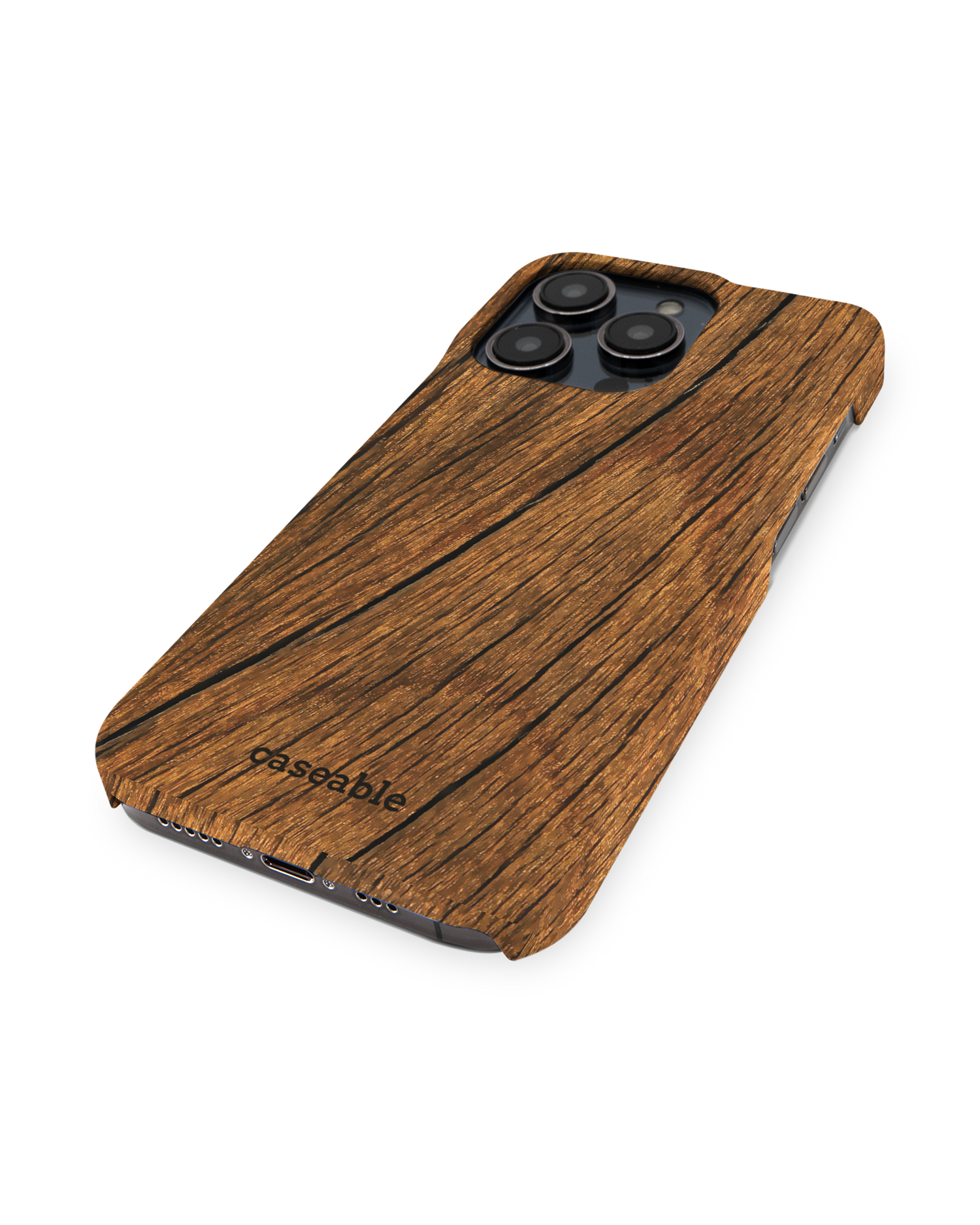 Wood Hard Shell Phone Case for Apple iPhone 14 Pro: Perspective view