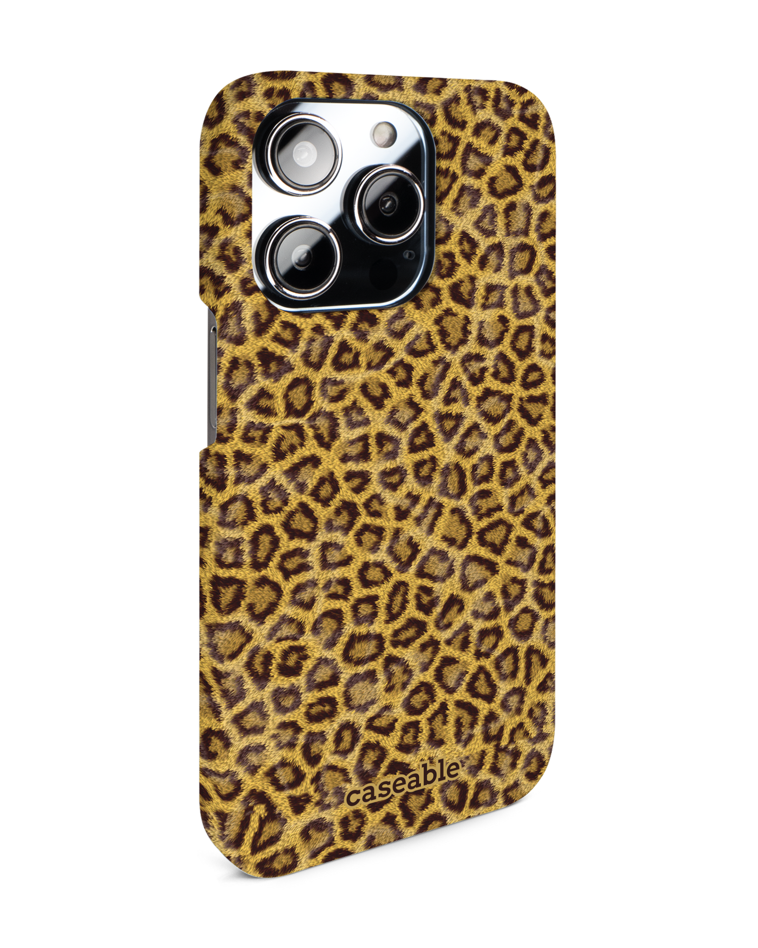 Leopard Skin Hard Shell Phone Case for Apple iPhone 14 Pro: View from the left side