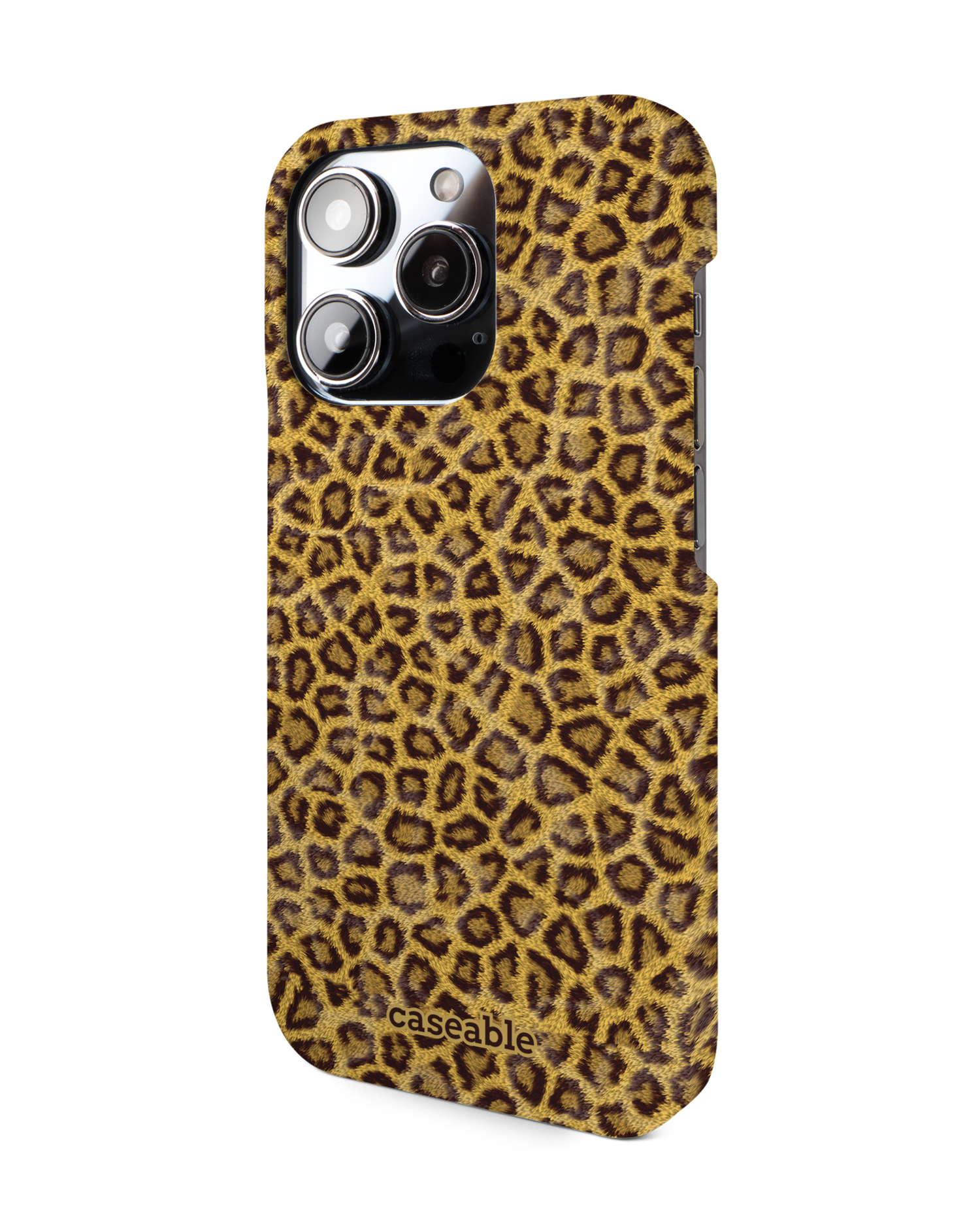 Leopard Skin Hard Shell Phone Case for Apple iPhone 14 Pro: View from the right side