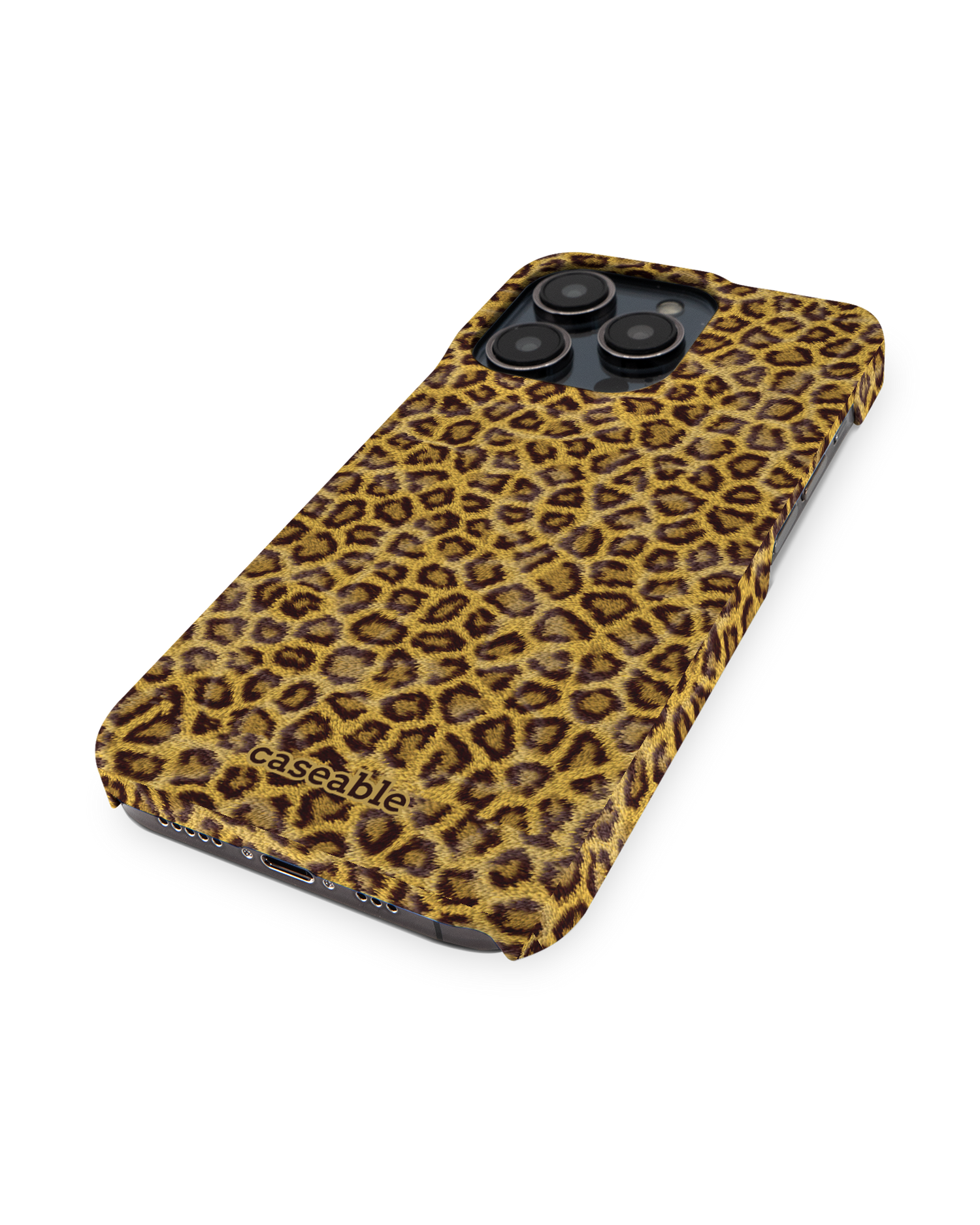Leopard Skin Hard Shell Phone Case for Apple iPhone 14 Pro: Perspective view