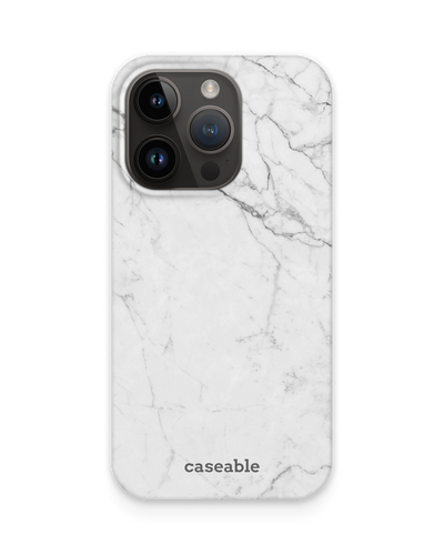 White Marble Hard Shell Phone Case for Apple iPhone 15 Pro