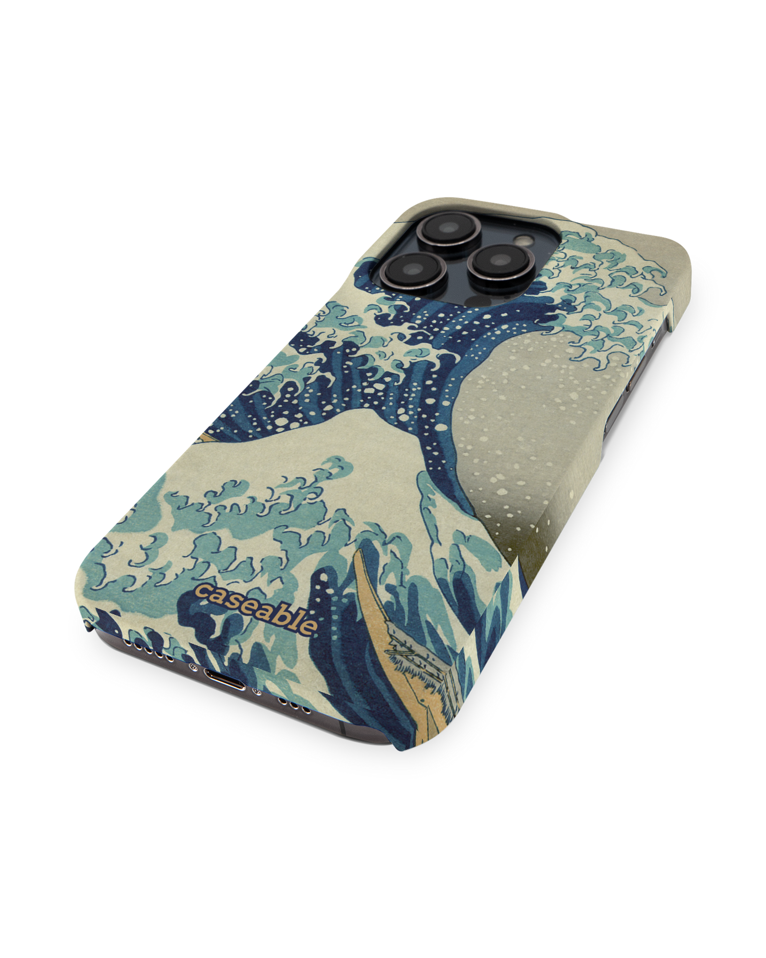 Great Wave Off Kanagawa By Hokusai Hard Shell Phone Case for Apple iPhone 14 Pro: Perspective view