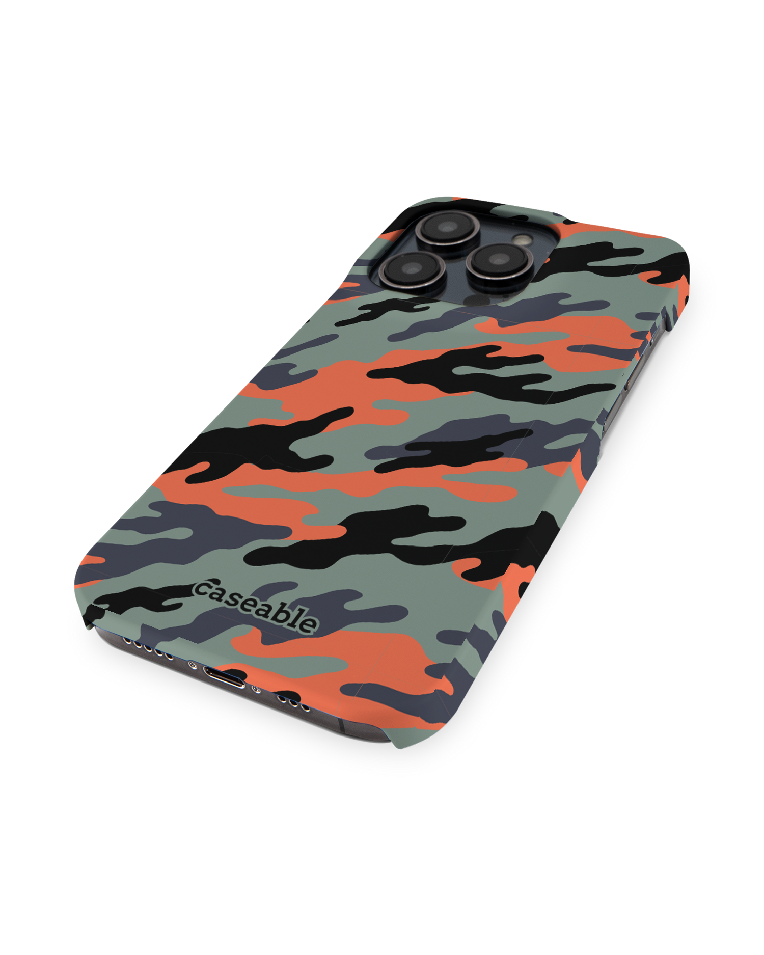 Camo Sunset Hard Shell Phone Case for Apple iPhone 14 Pro: Perspective view