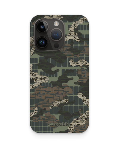 Green Camo Mix Hard Shell Phone Case for Apple iPhone 14 Pro
