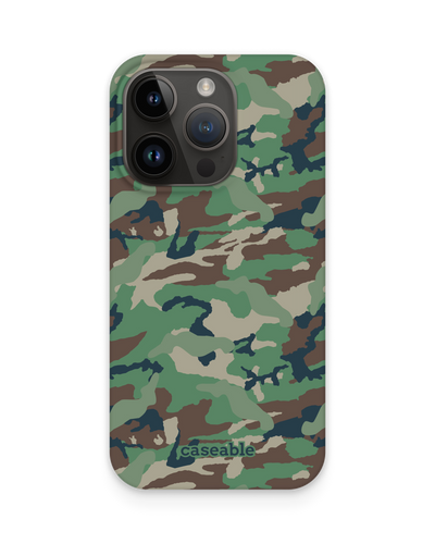Green and Brown Camo Hard Shell Phone Case for Apple iPhone 14 Pro