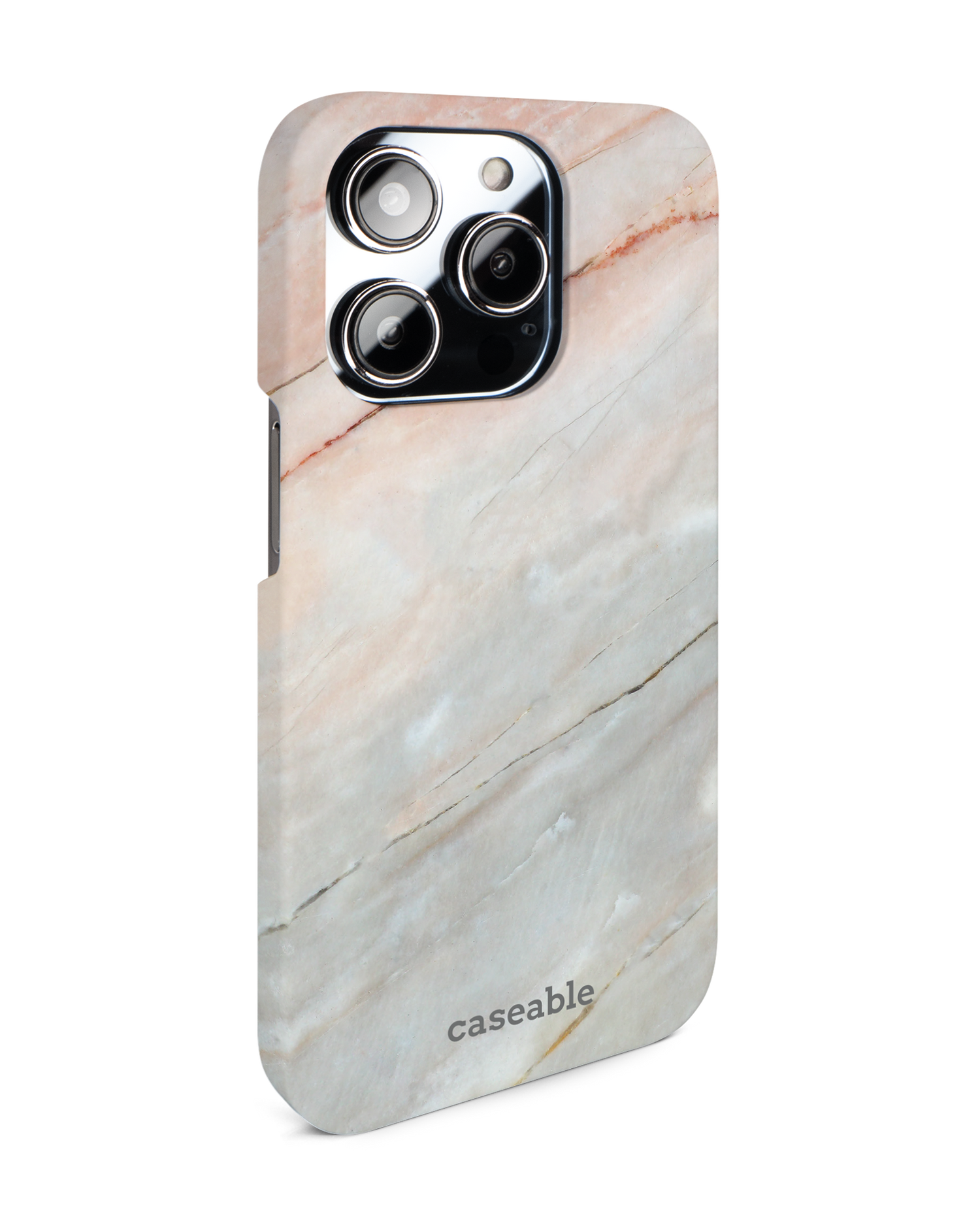 Mother of Pearl Marble Hard Shell Phone Case for Apple iPhone 14 Pro: View from the left side