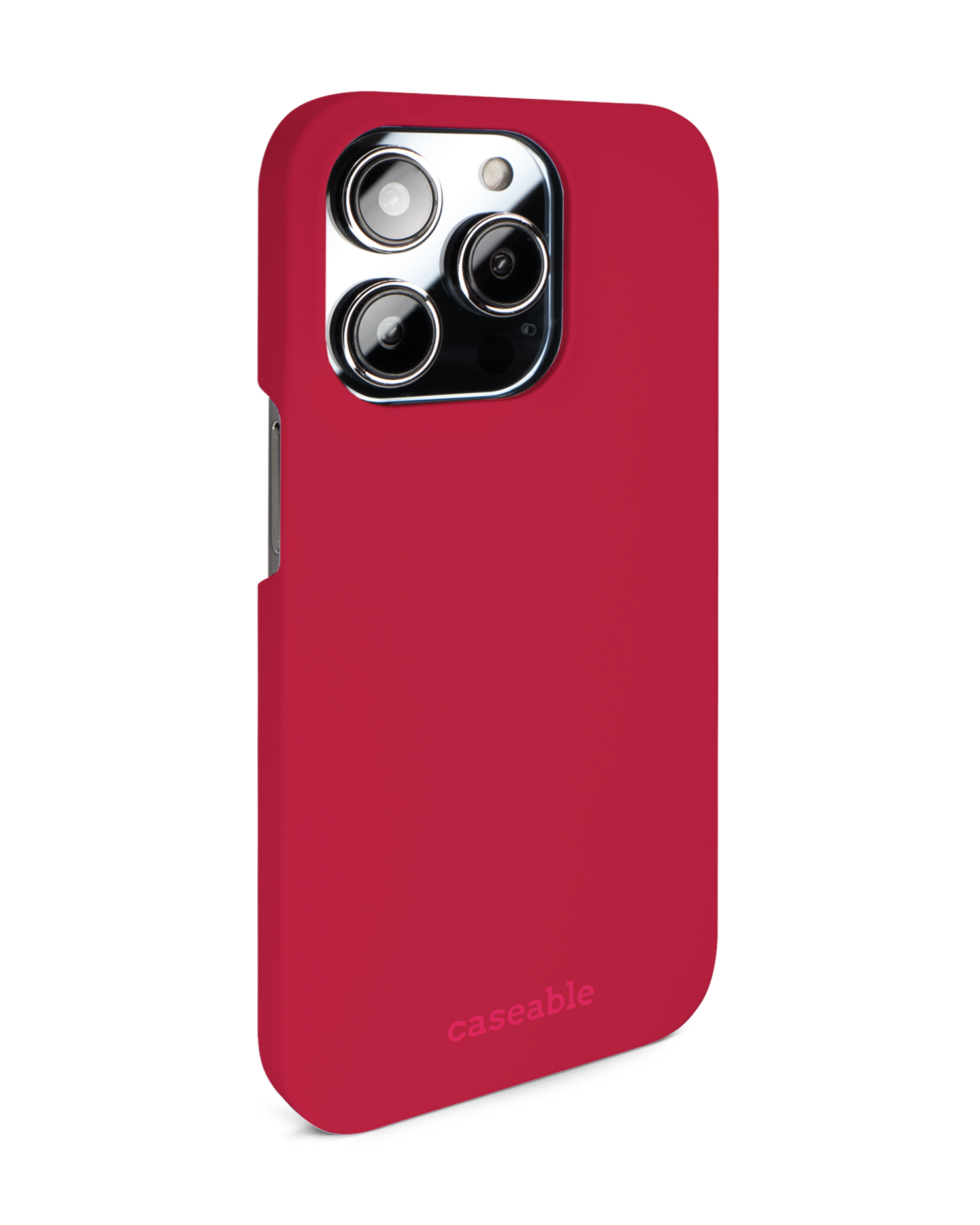 RED Hard Shell Phone Case for Apple iPhone 14 Pro: View from the left side