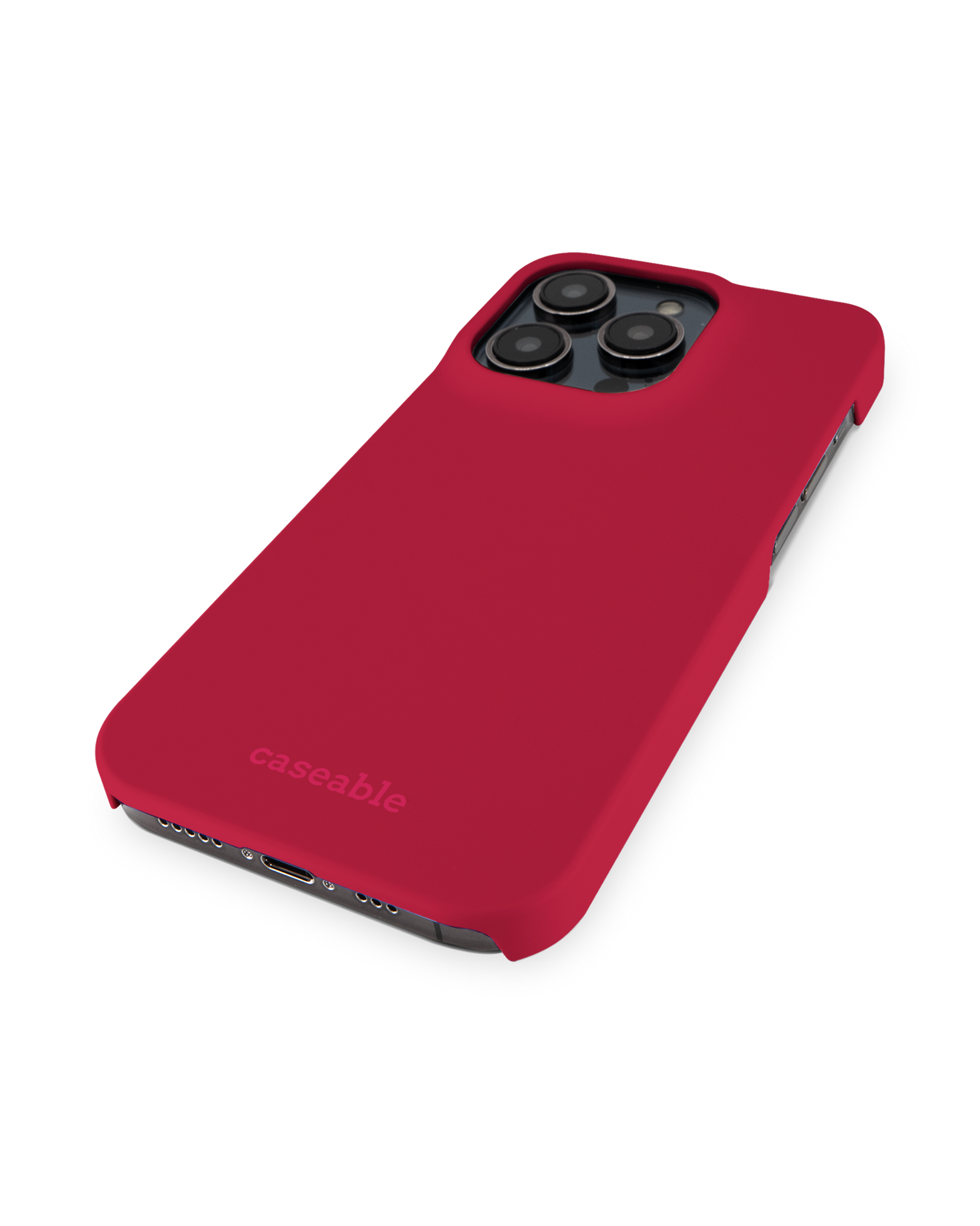 RED Hard Shell Phone Case for Apple iPhone 14 Pro: Perspective view