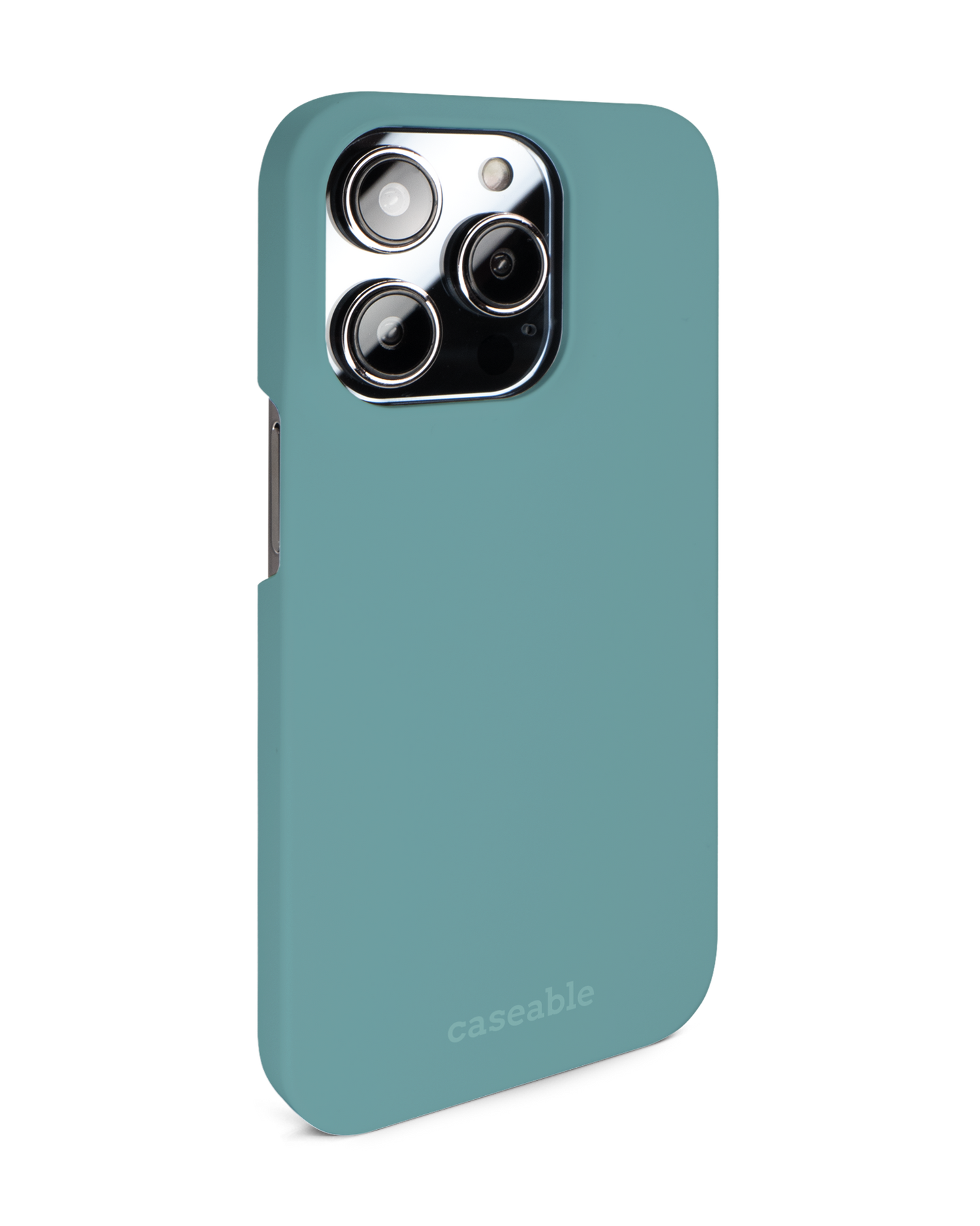 TURQUOISE Hard Shell Phone Case for Apple iPhone 14 Pro: View from the left side