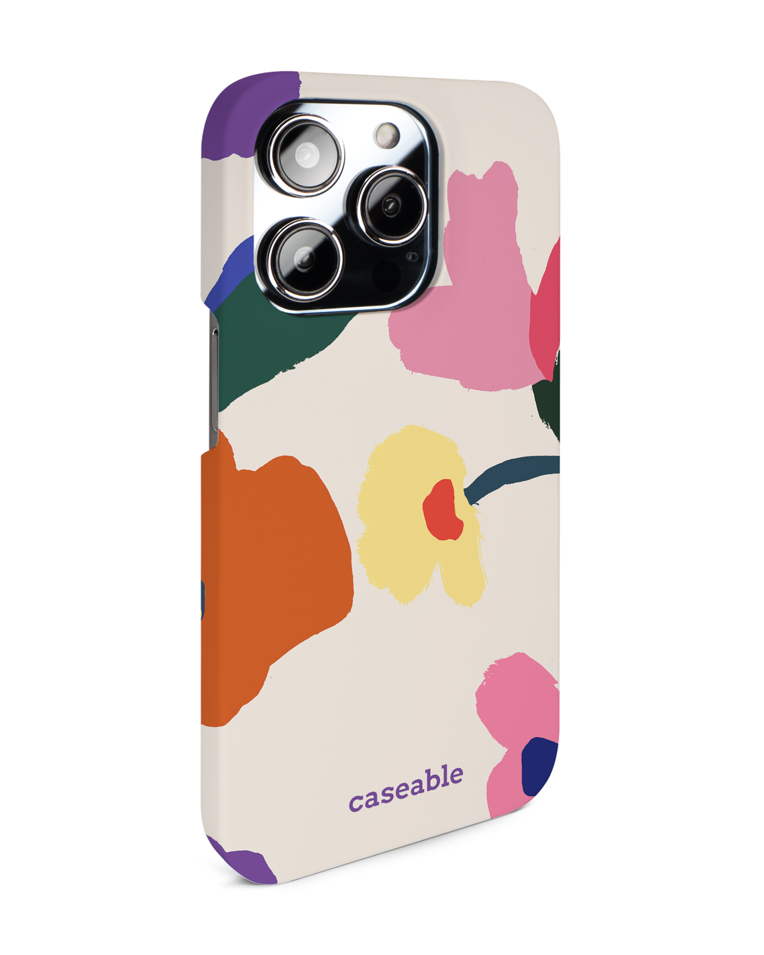 Handpainted Blooms Hard Shell Phone Case for Apple iPhone 14 Pro: View from the left side