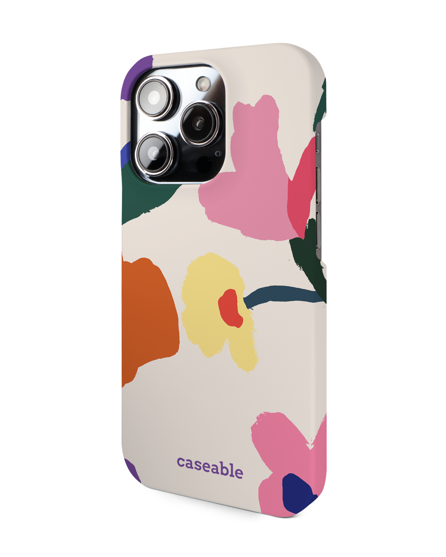 Handpainted Blooms Hard Shell Phone Case for Apple iPhone 14 Pro: View from the right side