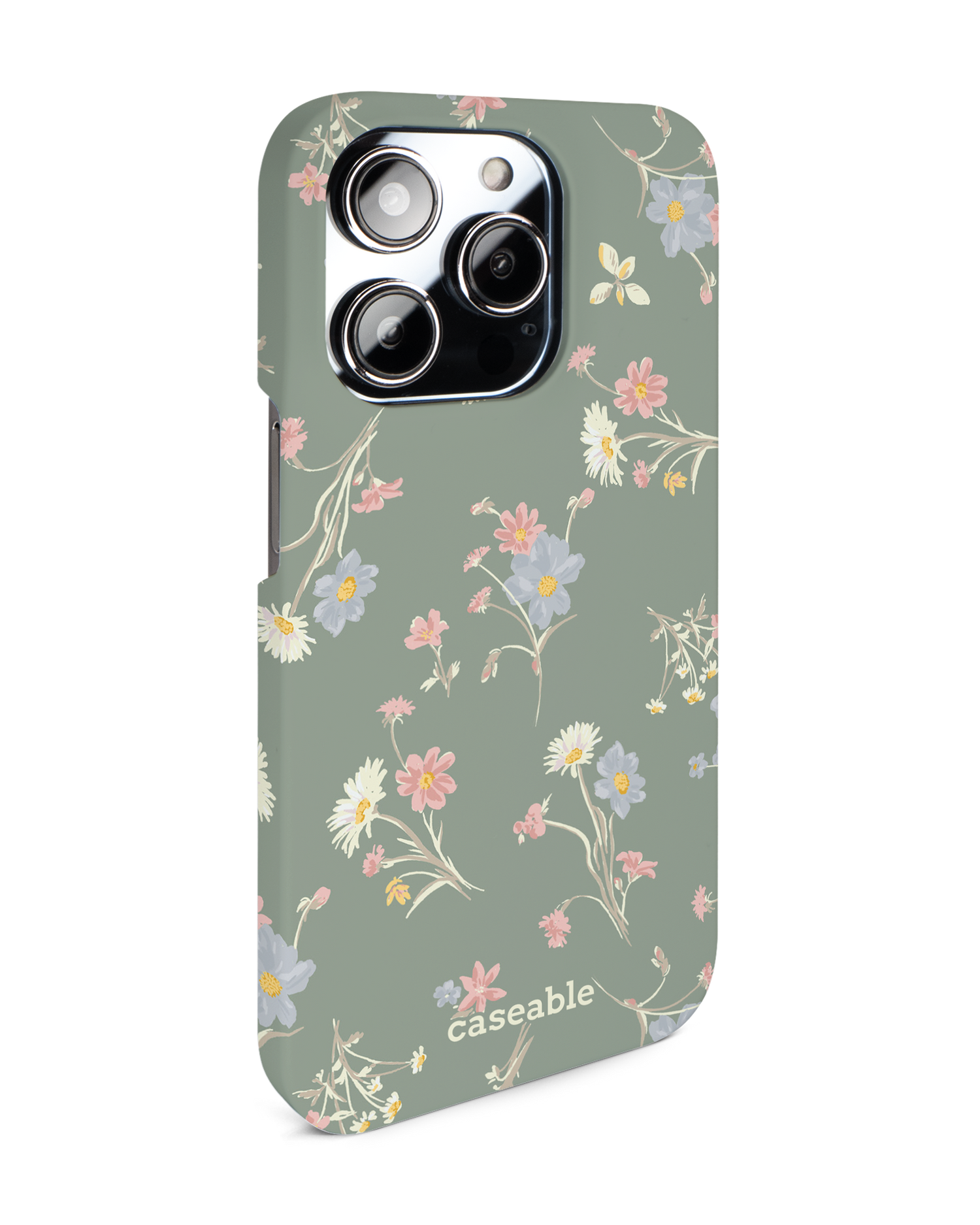Wild Flower Sprigs Hard Shell Phone Case for Apple iPhone 14 Pro: View from the left side