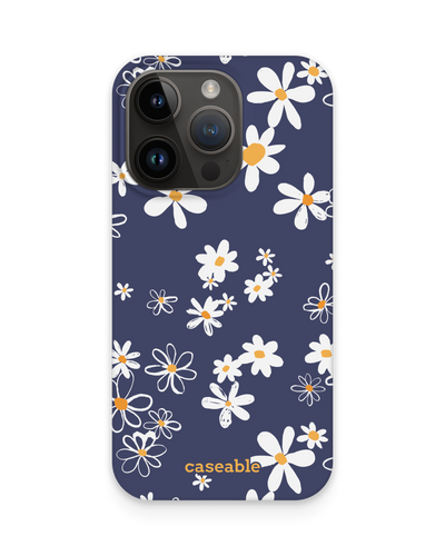 Navy Daisies Hard Shell Phone Case for Apple iPhone 15 Pro